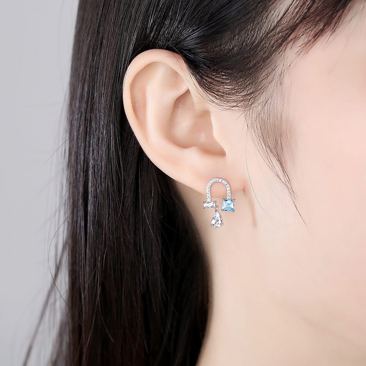 Aquamarine & Blue Topaz Earrings in S925 Sterling Silver – Elegant March Birthstone Jewelry