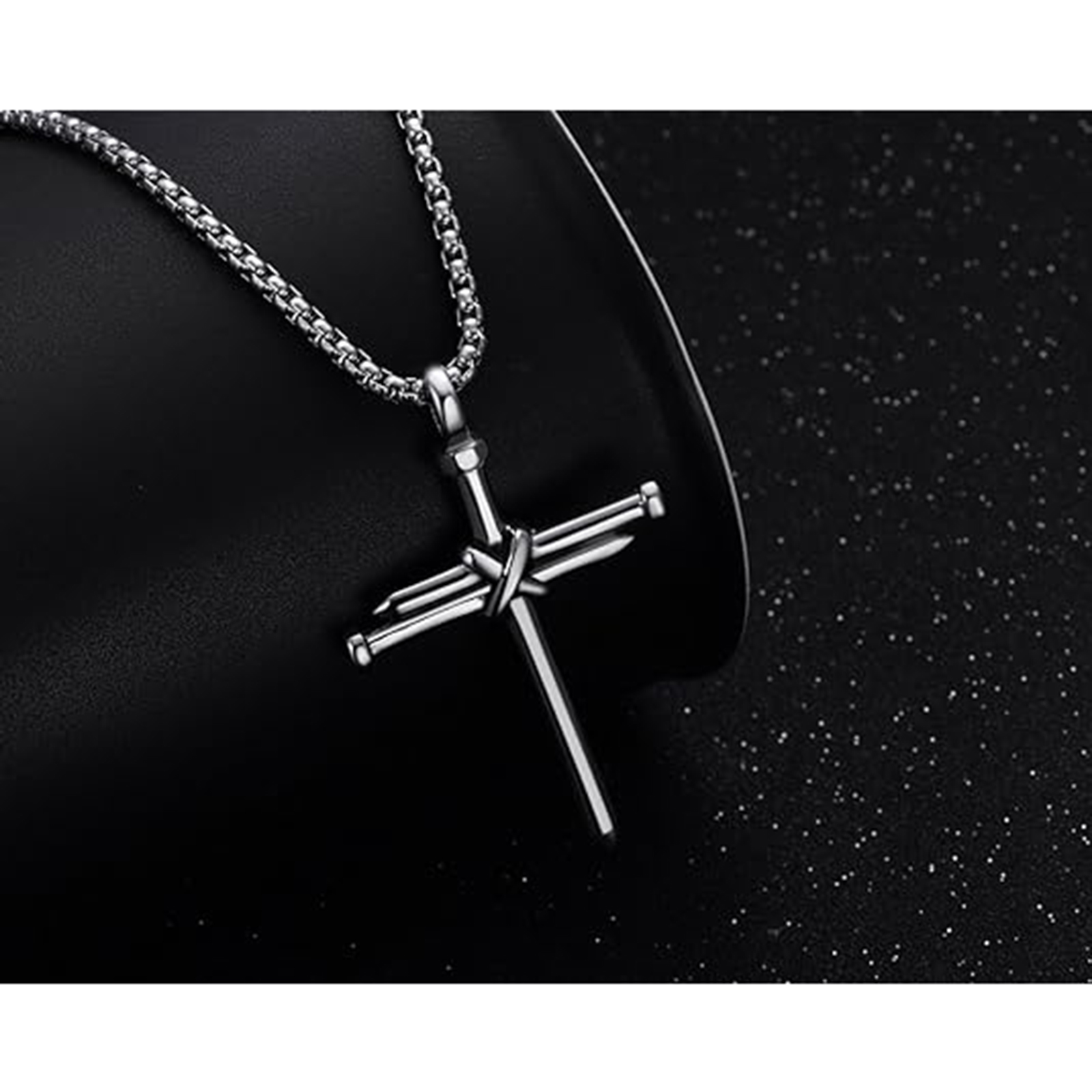 Men's Stainless Steel Nail Cross Pendant Necklace-Birthstone Jewelry