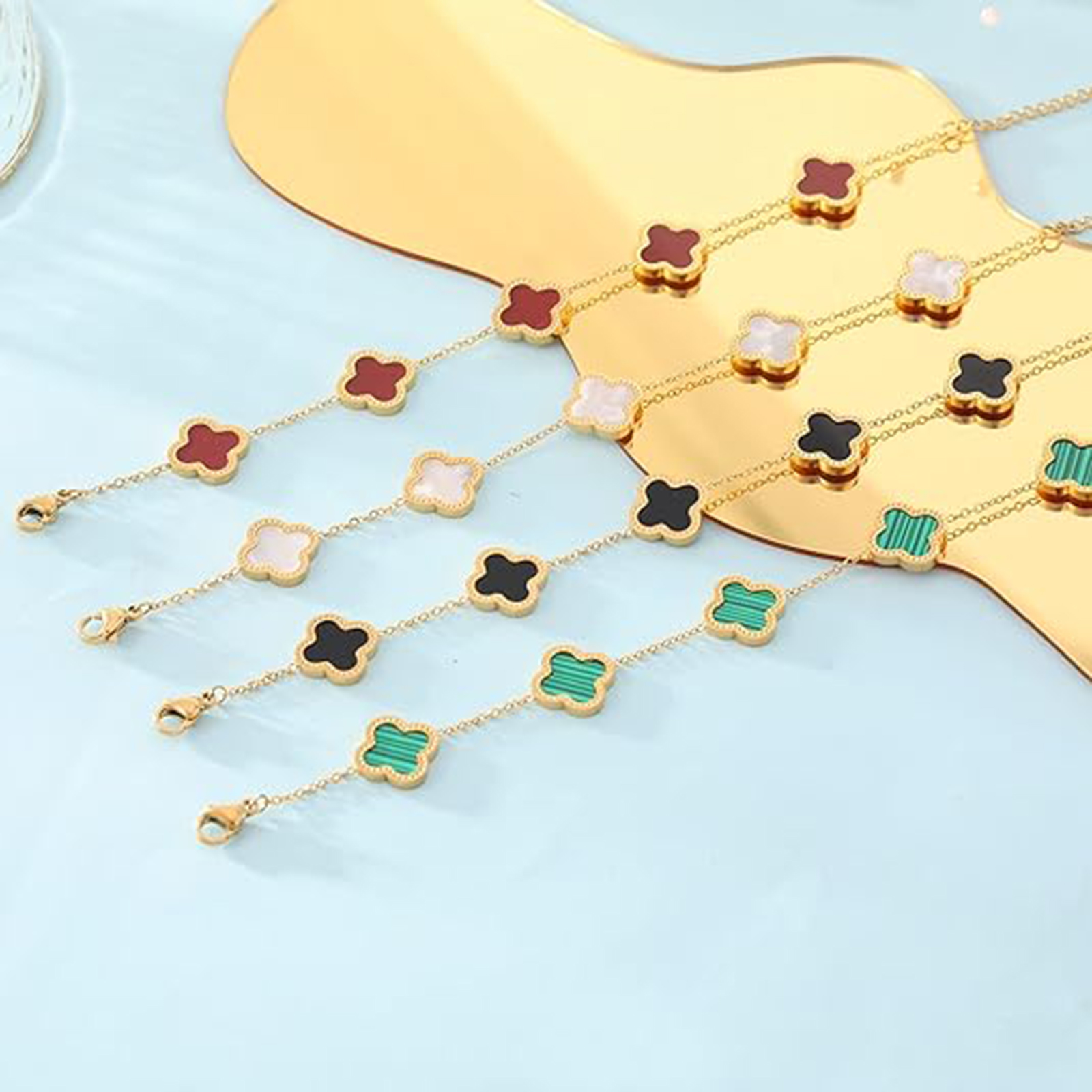 Four-Leaf Clover Five-Flower Bracelet 18k Rose Gold Bracelet