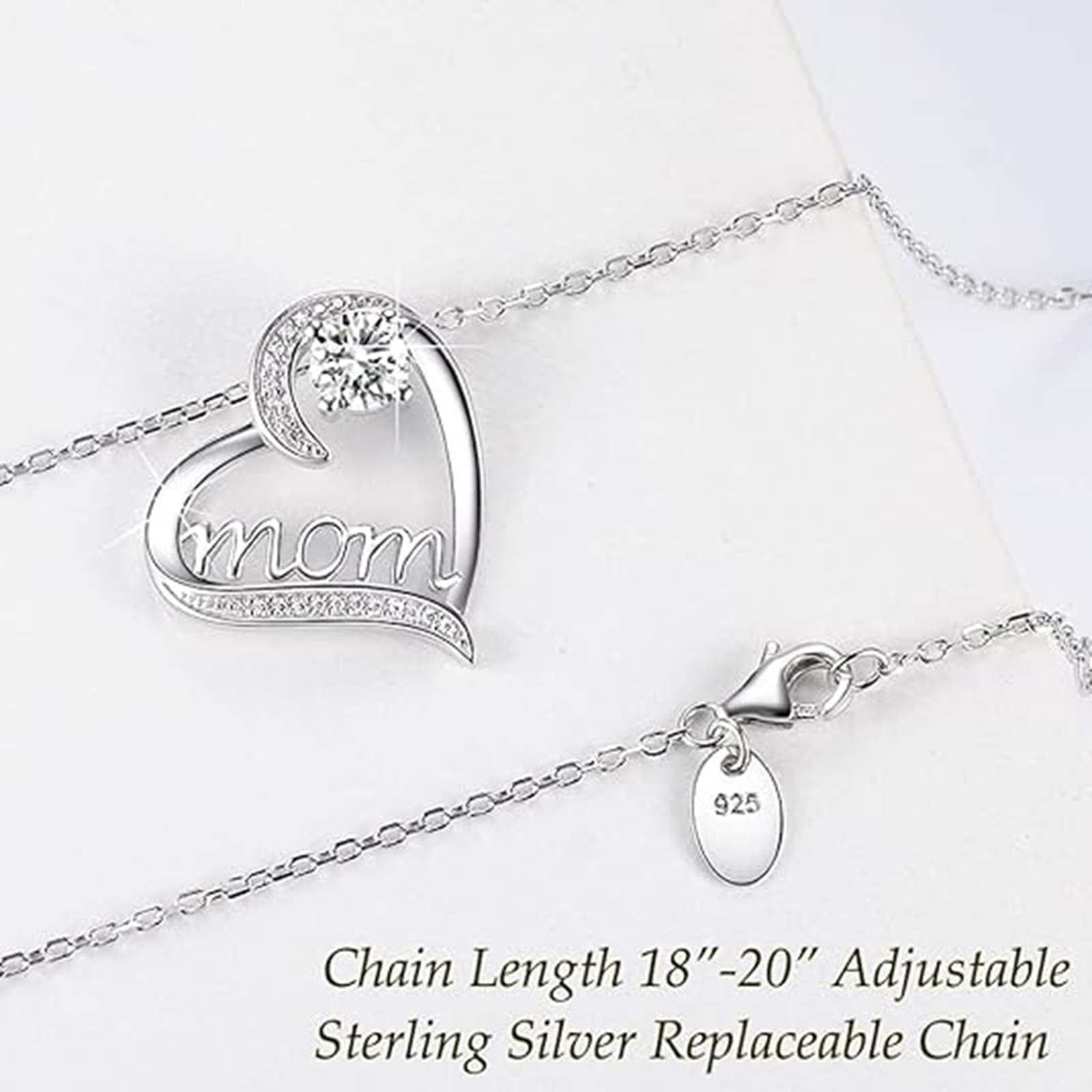 April Birthstone 925 Sterling Silver Necklace for Women 