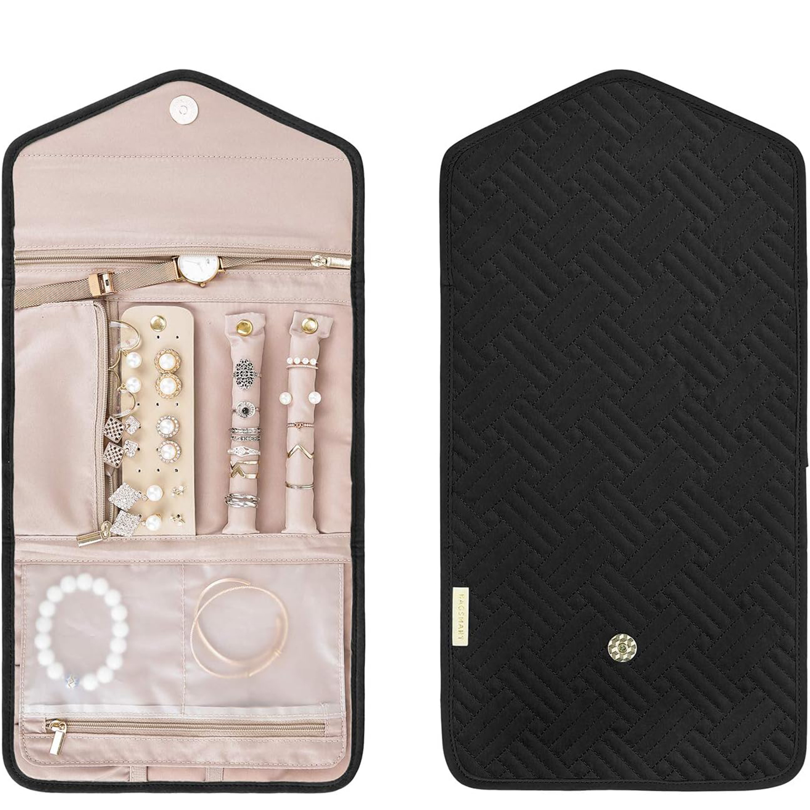 Travel Jewelry Organizer Case Foldable Jewelry Roll-Birthstone Jewelry