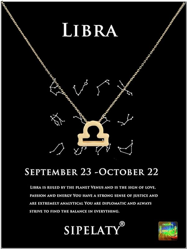 12 Constellation Gold Pendant Necklace with Diamonds -Birthstone Jewelry