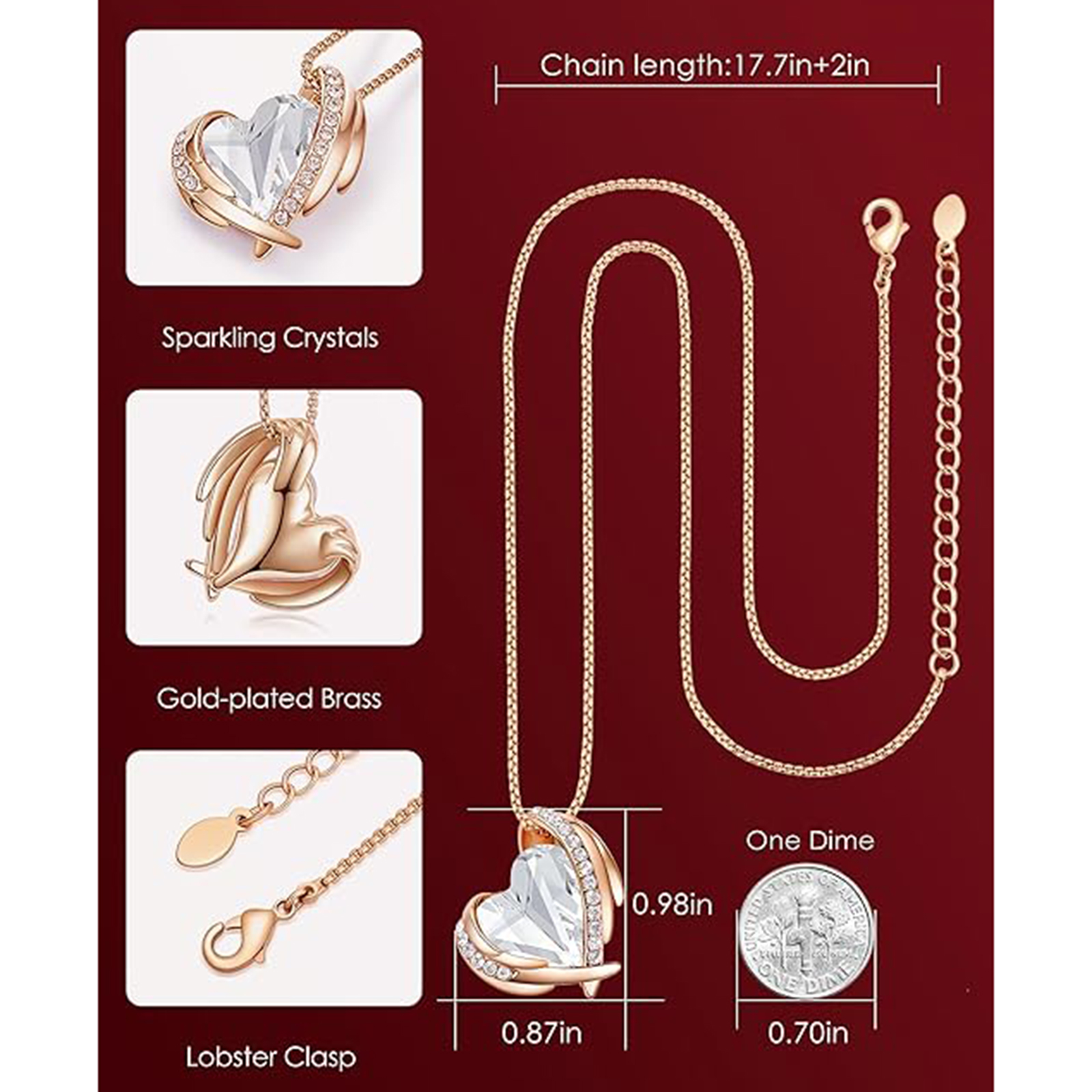 April Birthstone Heart Pendant Necklaces-Aries Birthstone