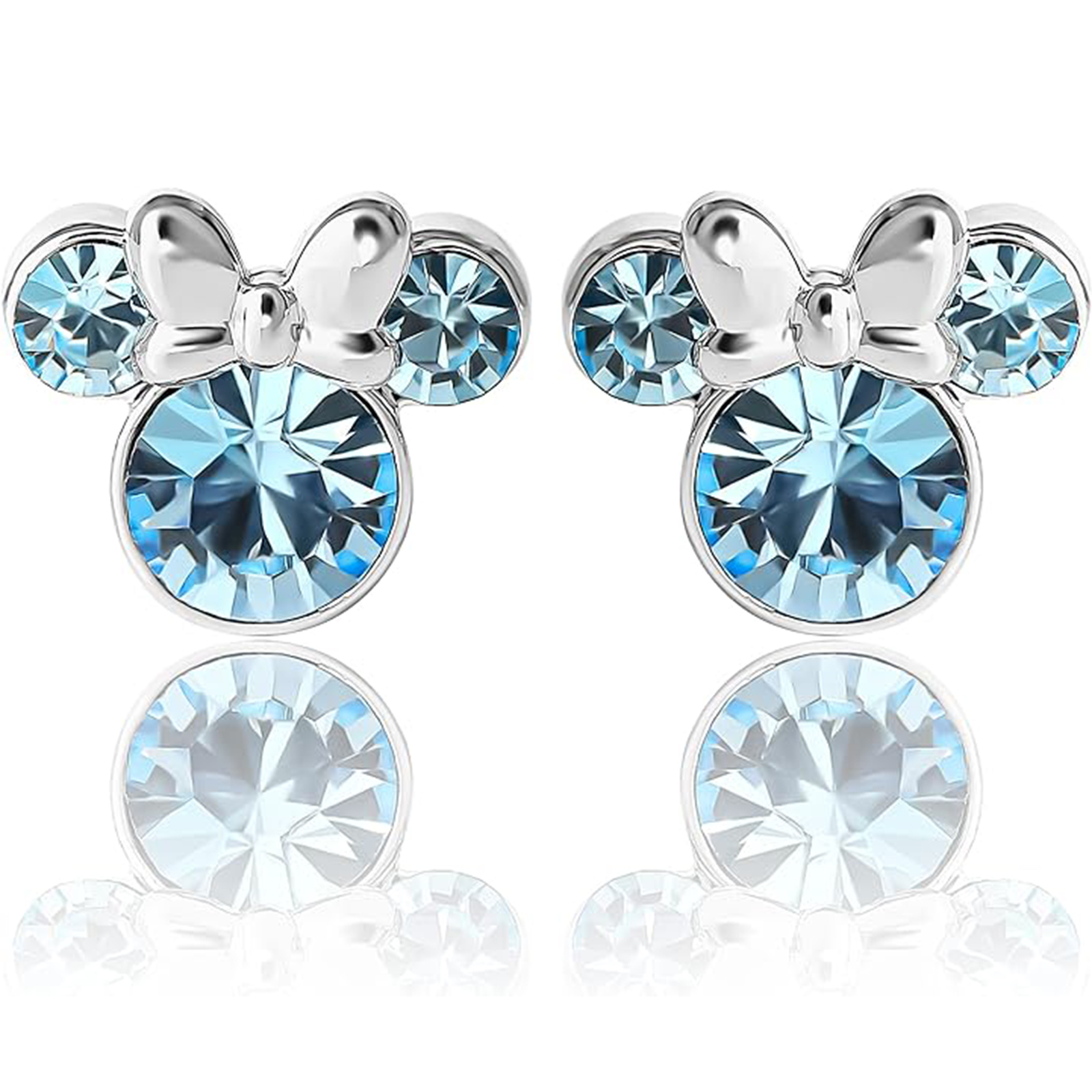 March Birthstone Womens Minnie Mouse Birthstone Stud Earrings-Birthstone Jewelry