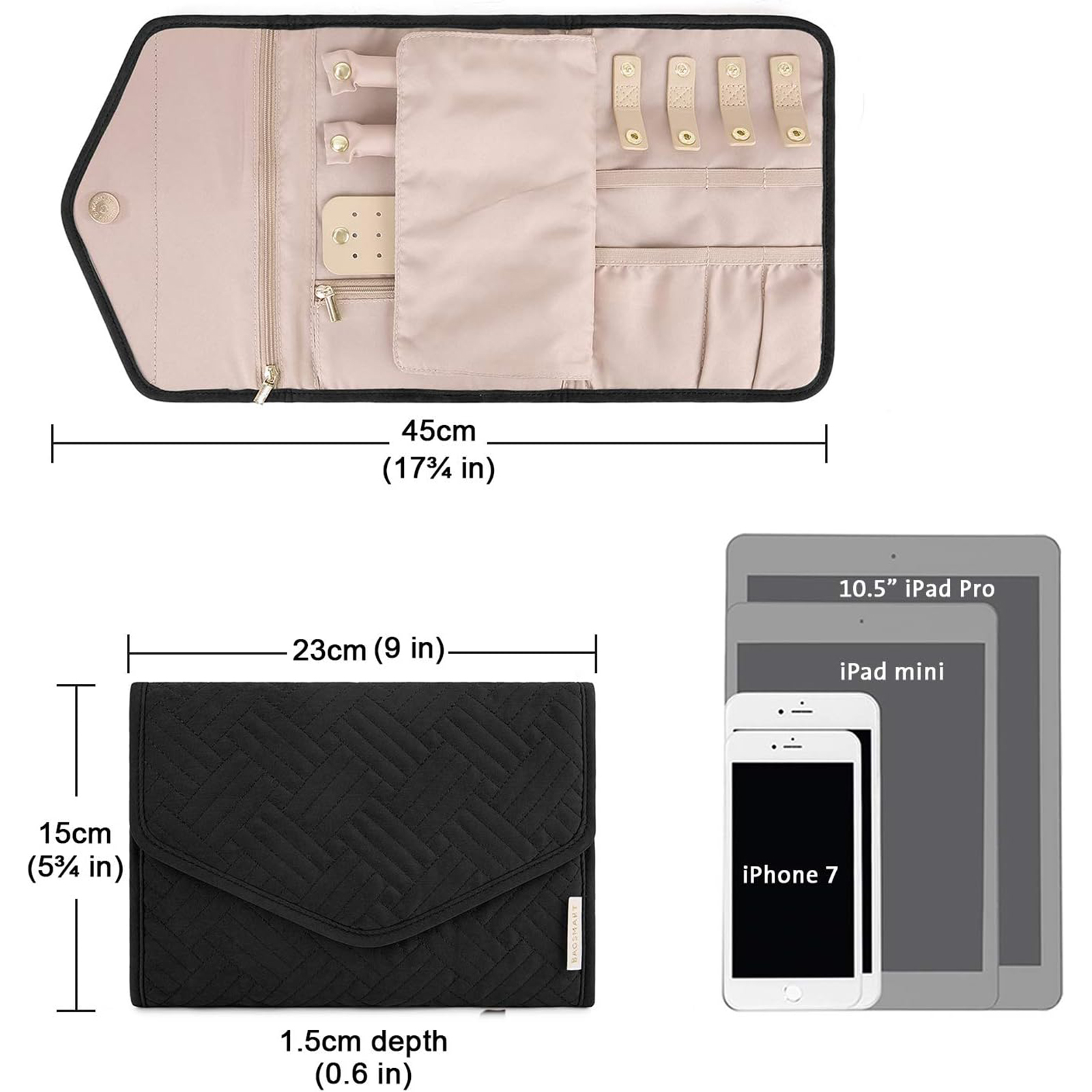 Travel Jewelry Organizer Case Foldable Jewelry Roll-Birthstone Jewelry