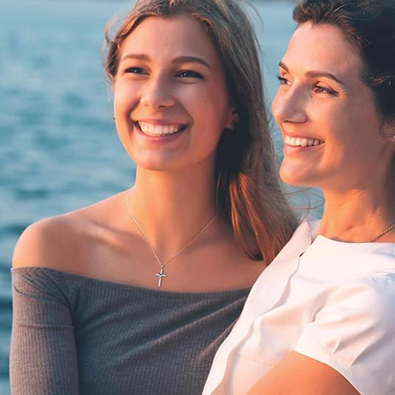 March Birthstone 925 Sterling Silver Cross Birthstone Necklaces-Pisces Birthstone-Birthstone Jewelry