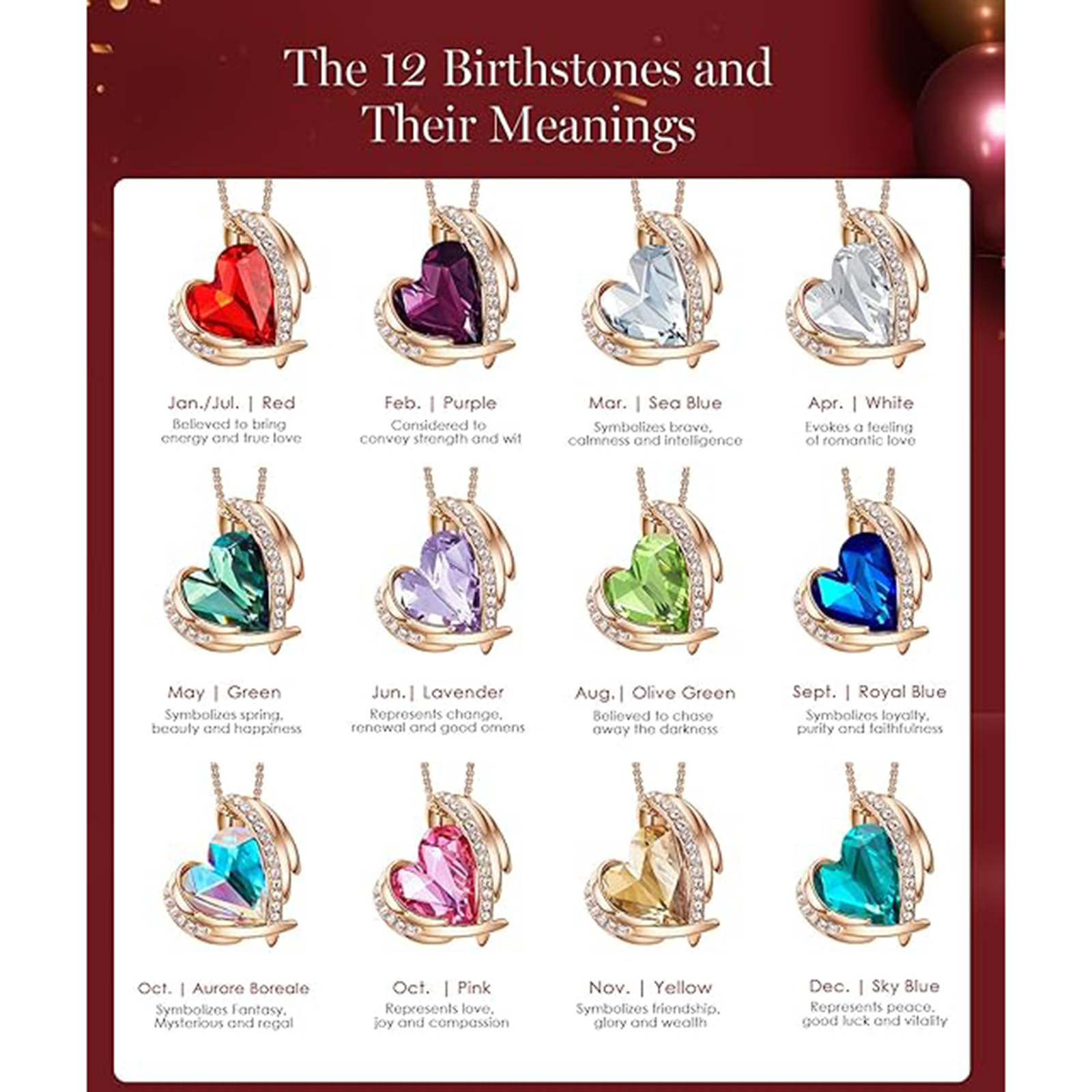 June Birthstone Heart Pendant Necklace with Rose Crystals – Cancer Birthstone Jewelry