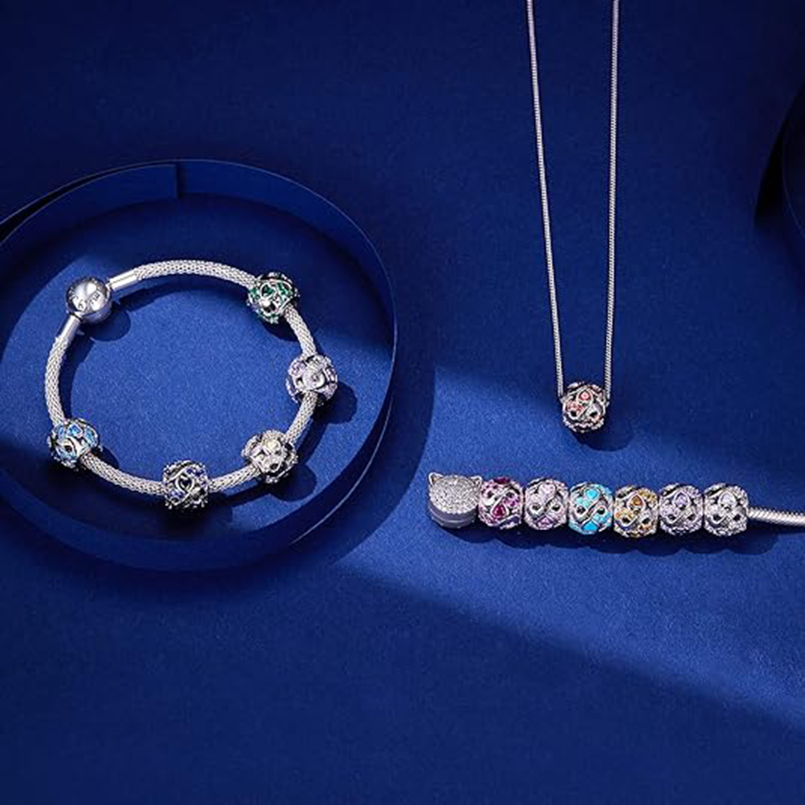 March Birthstone Birthstone Charm Jewelry Infinity Love Heart Charm Openwork Bead-Birthstone Jewelry