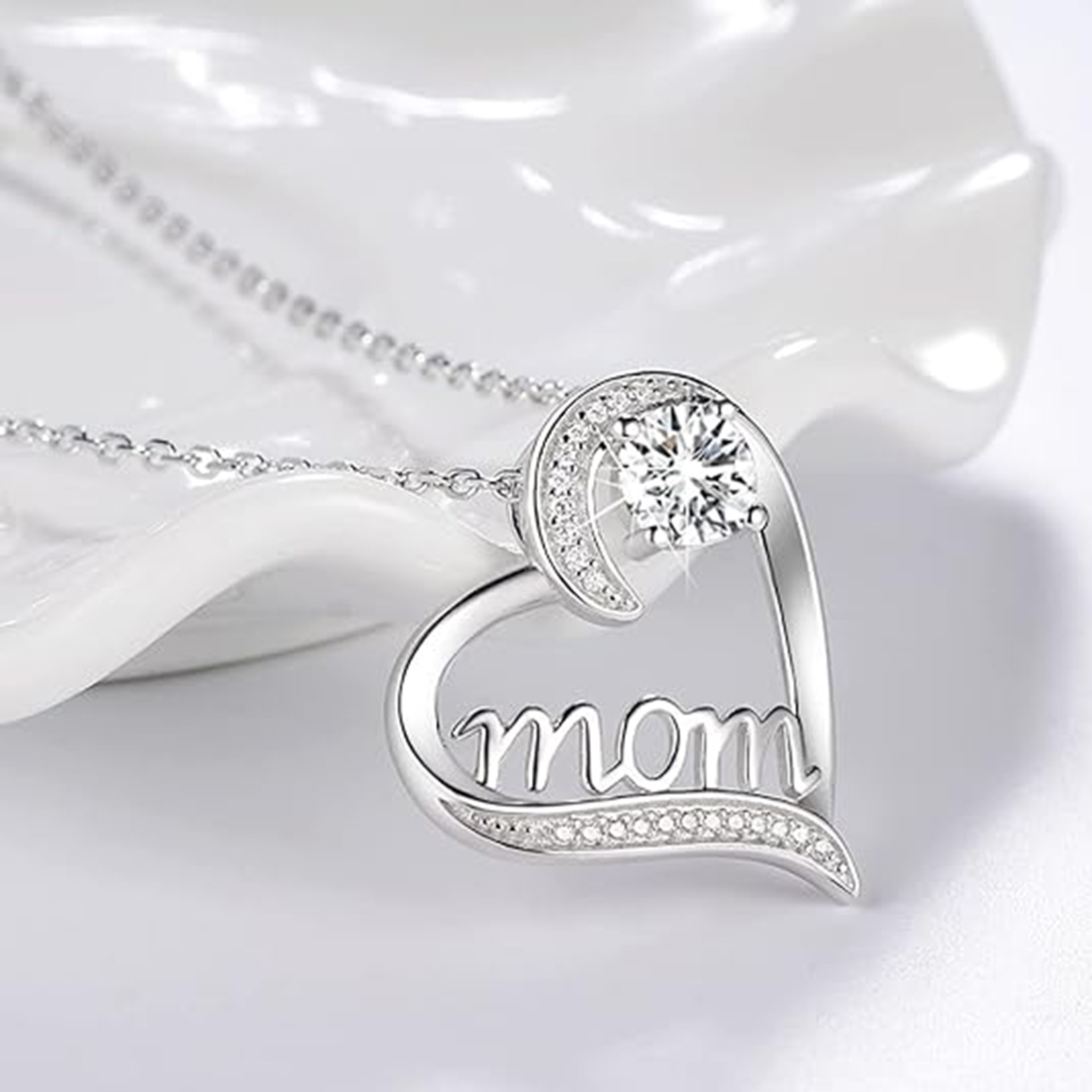 April Birthstone 925 Sterling Silver Necklace for Women 