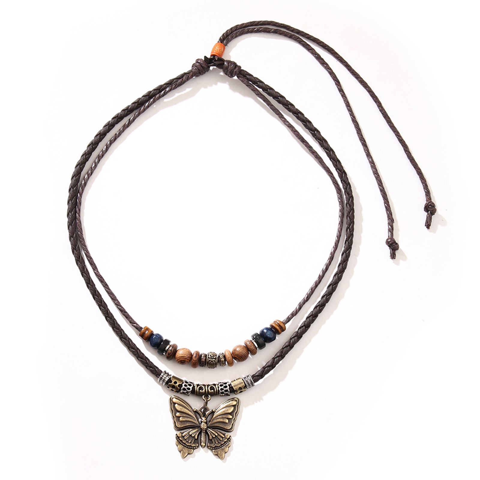 Leather Tribal Necklace with Cross Charm  and Teeth Pendant