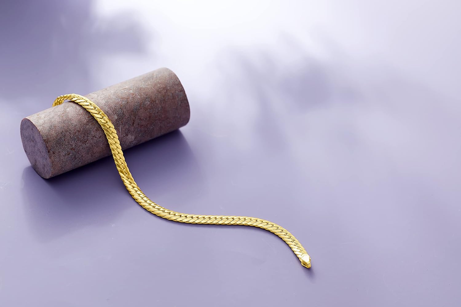 BlingKu Mens 18kt Yellow Gold Cuban-Link Bracelet-Birthstone Jewelry