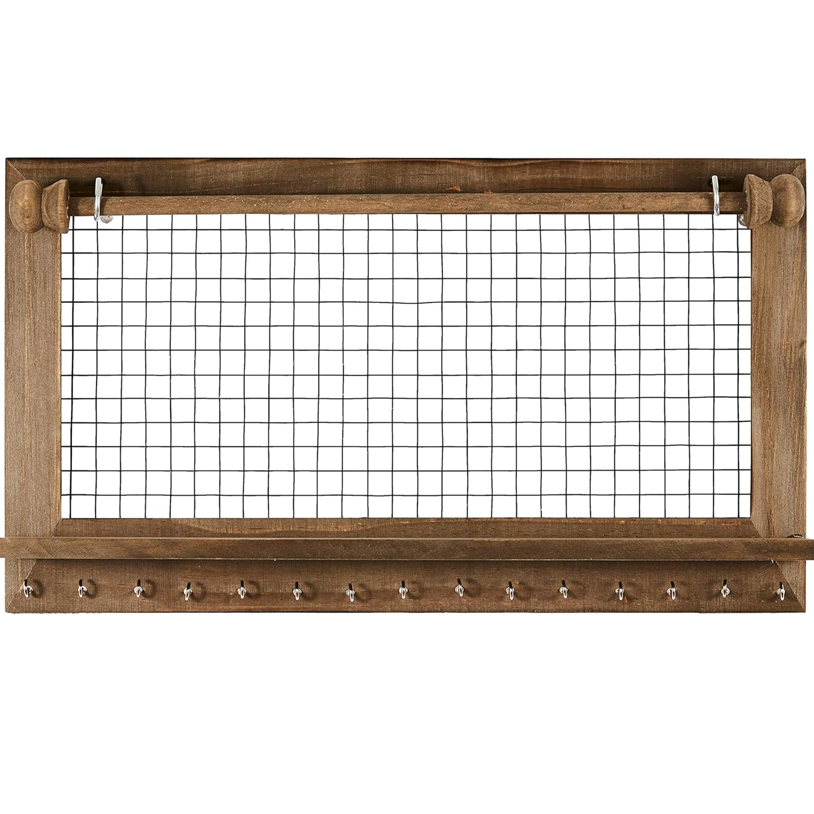 Wooden Wall-Mounted Jewelry Organizer – Removable Bracelet Rod & Earring Holder