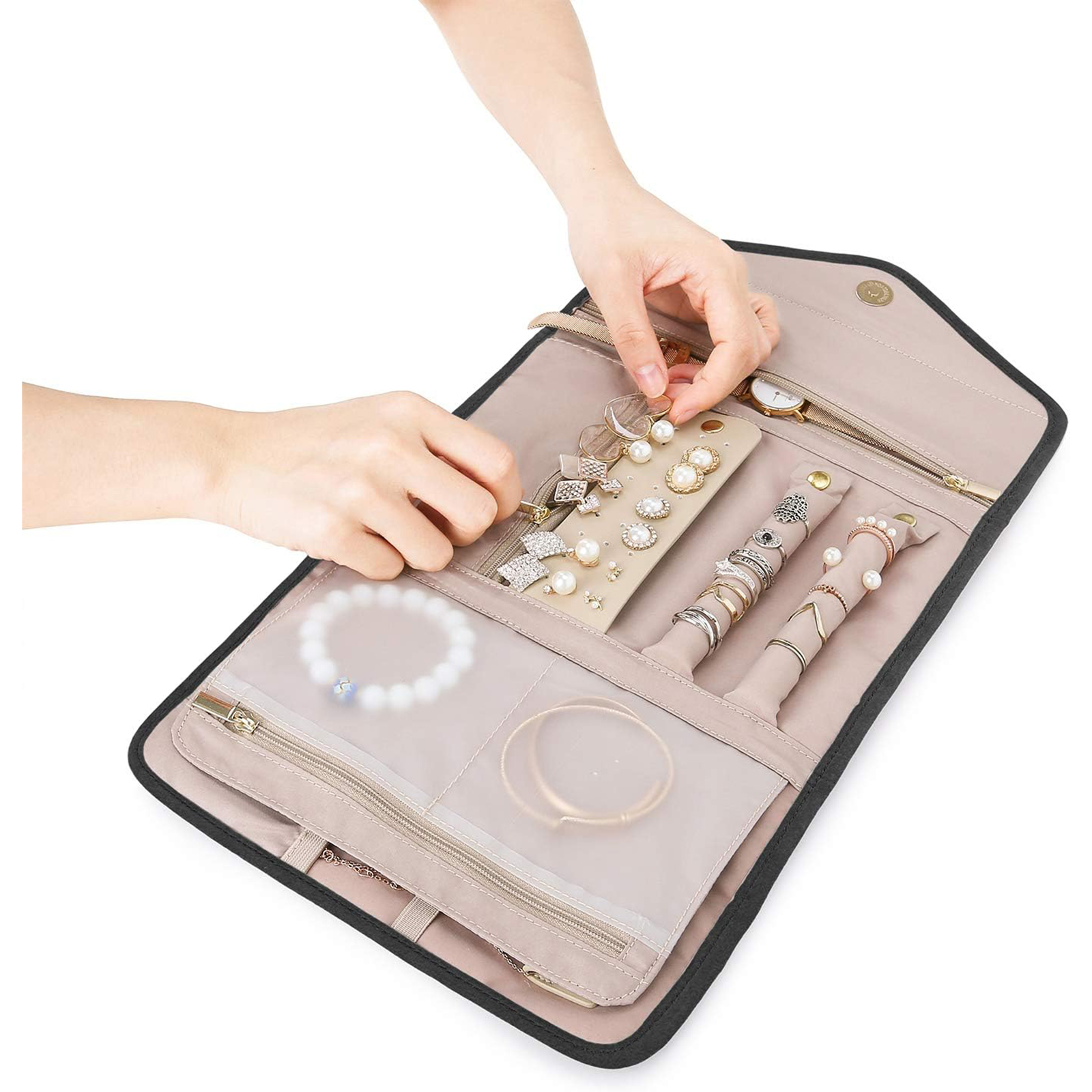 Travel Jewelry Organizer Case Foldable Jewelry Roll-Birthstone Jewelry