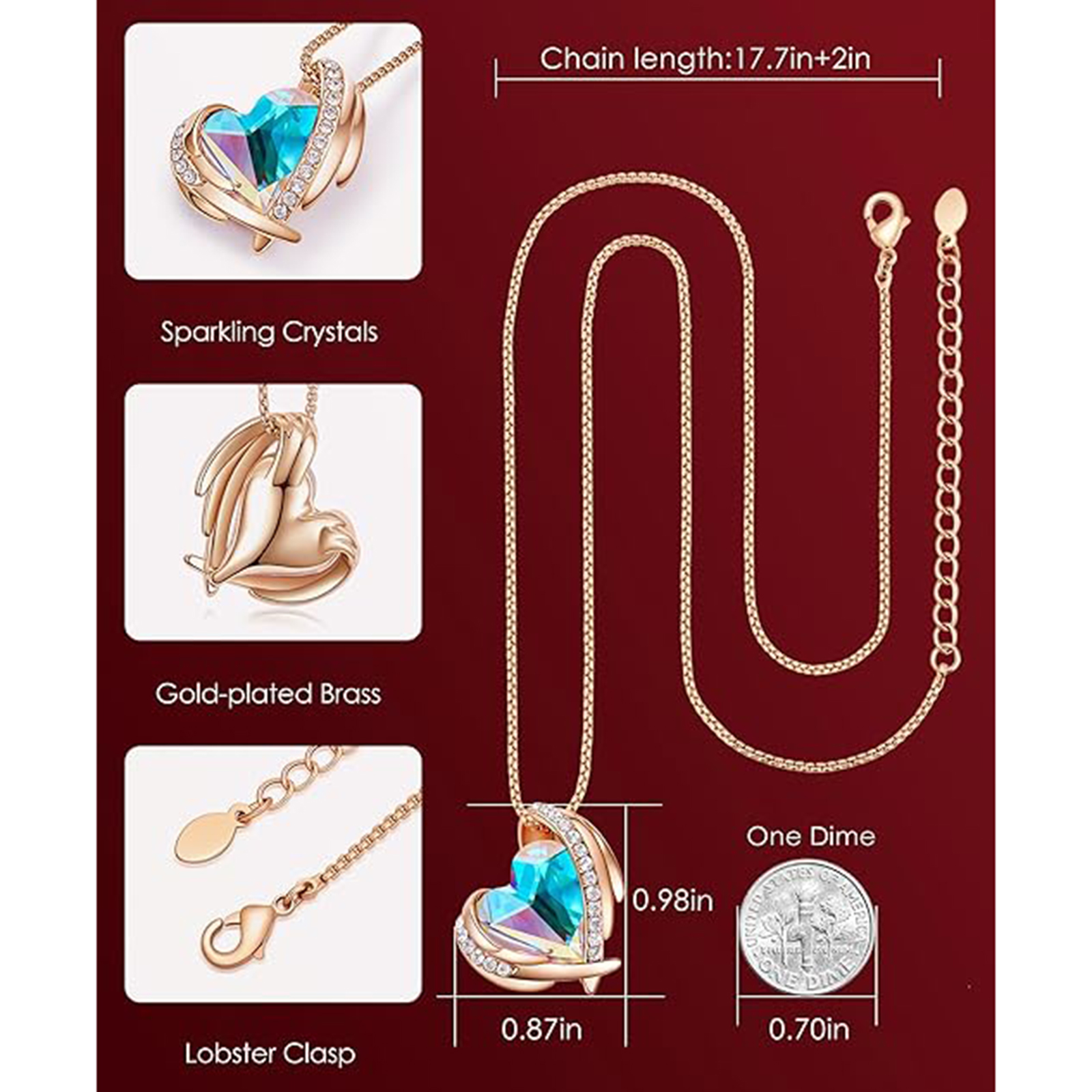 June Birthstone Heart Pendant Necklace with Rose Crystals – Cancer Birthstone Jewelry