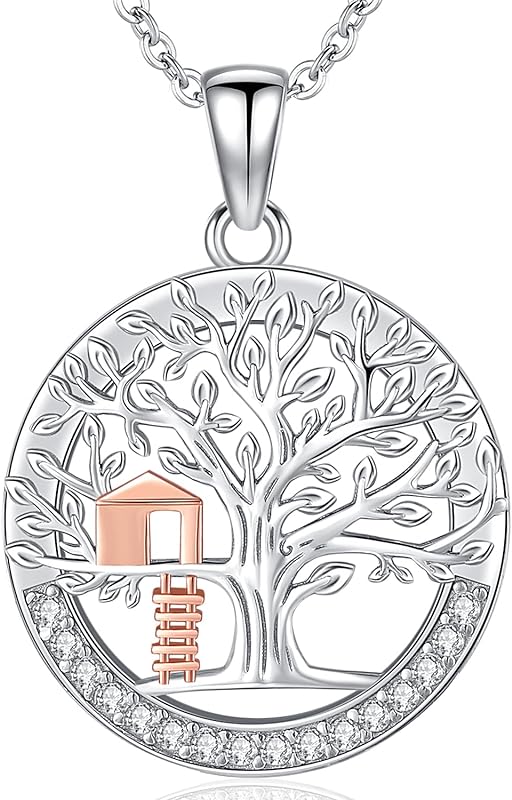 S925 Sterling Silver Tree of Life Gemstone Pendant Necklace-Birthstone Jewelry