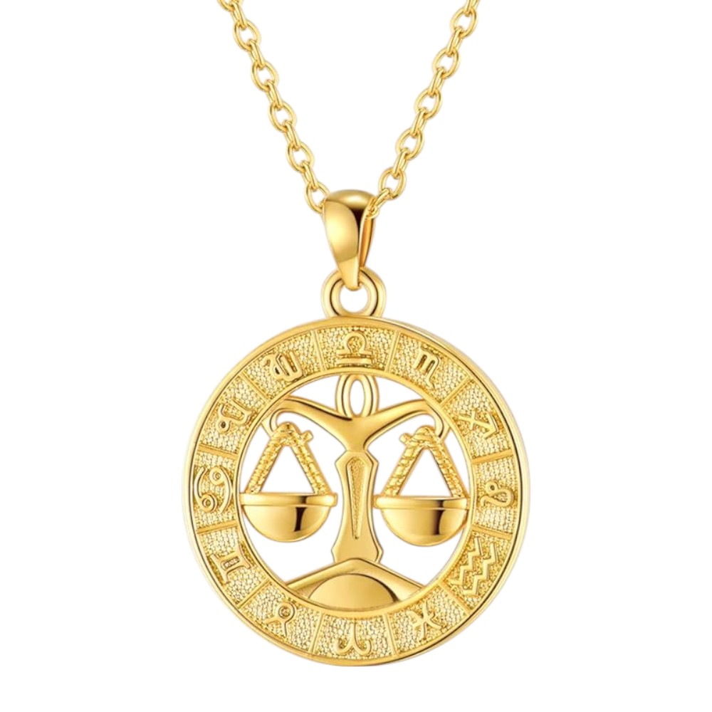 Gold Coin 12 Zodiac Signs Pendant Necklace