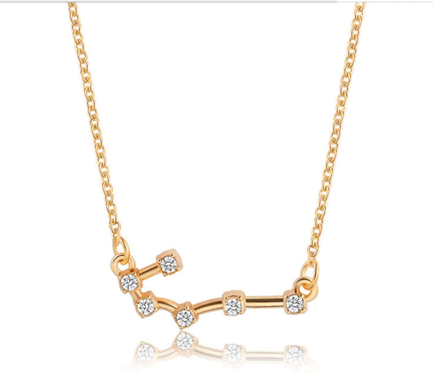 12 Constellation Gold Pendant Necklace with Diamonds -Birthstone Jewelry