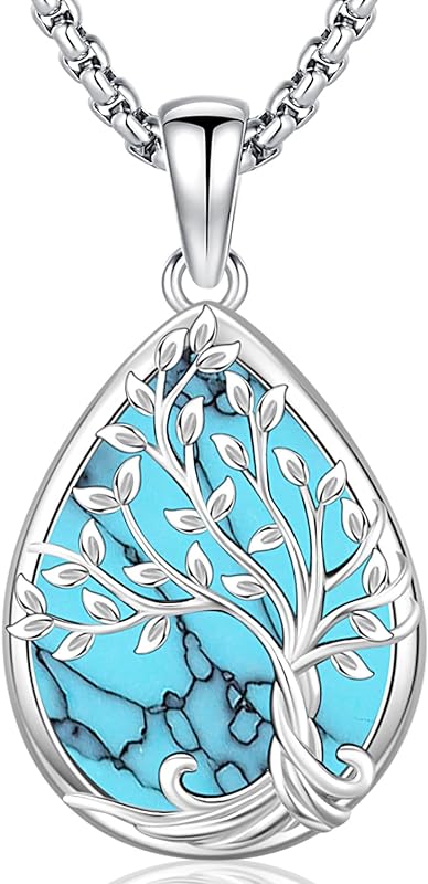 S925 Sterling Silver Tree of Life Gemstone Pendant Necklace-Birthstone Jewelry