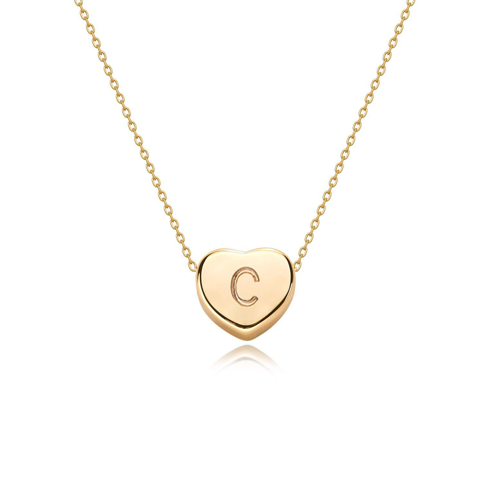 Gold Plated Handmade Dainty Letter Heart Necklace-Birthstone Jewelry