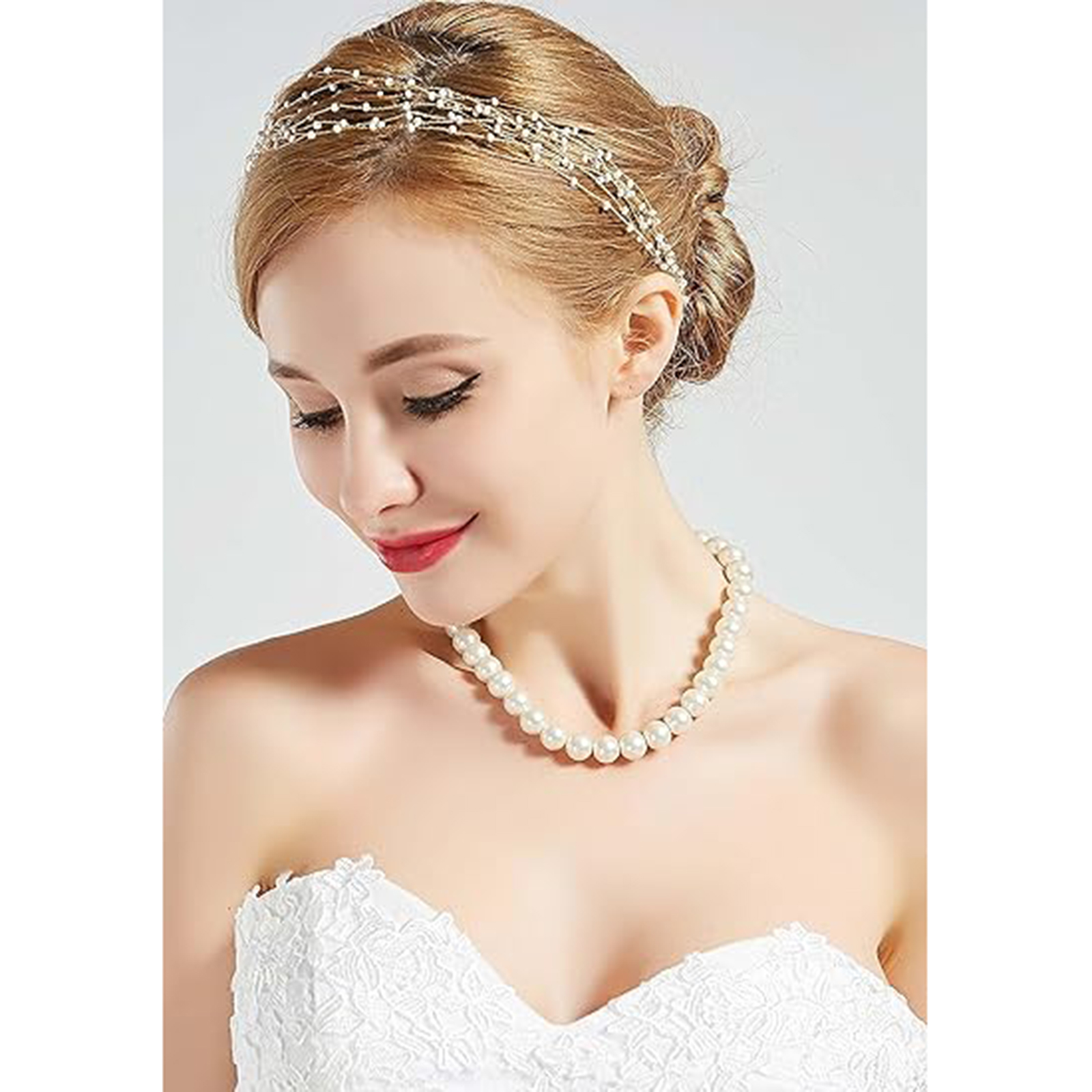 Round Imitation Pearl Necklace Wedding Pearl Necklace for Brides-Birthstone Jewelry