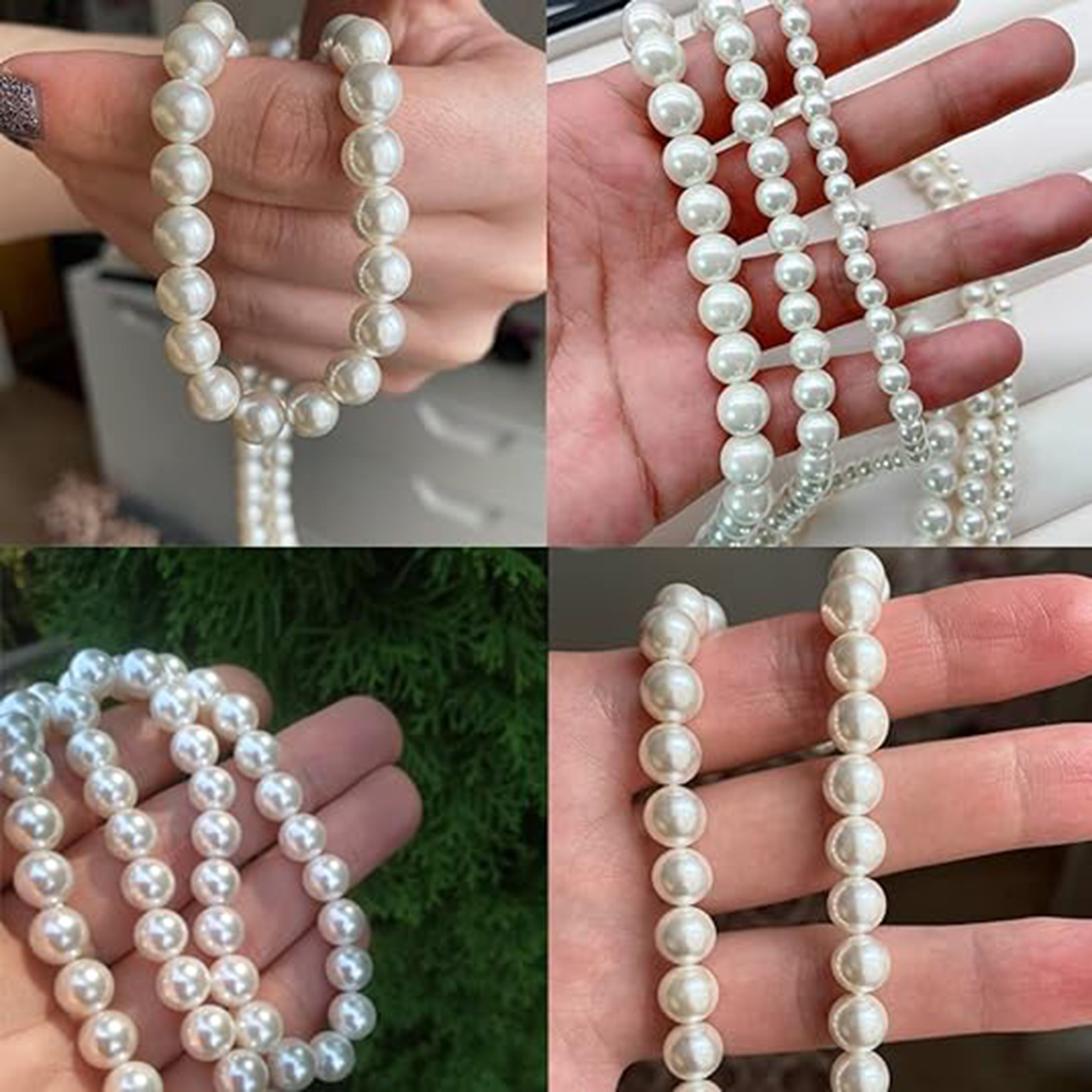 Men's white round pearl fashion necklace