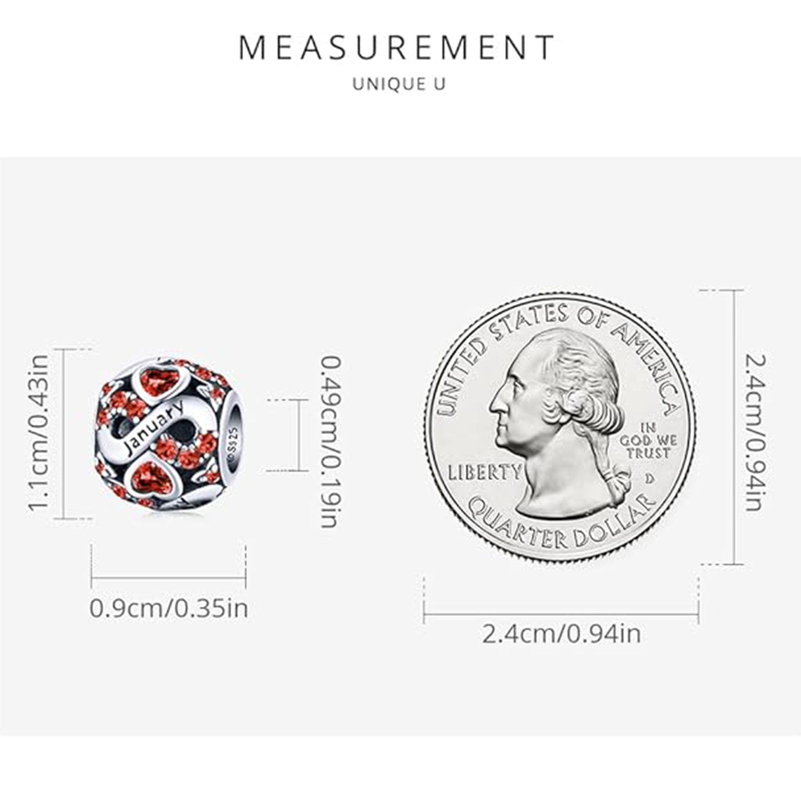 January Birthstone Birthstone Charm Jewelry Infinity Love Heart Charm Openwork Bead