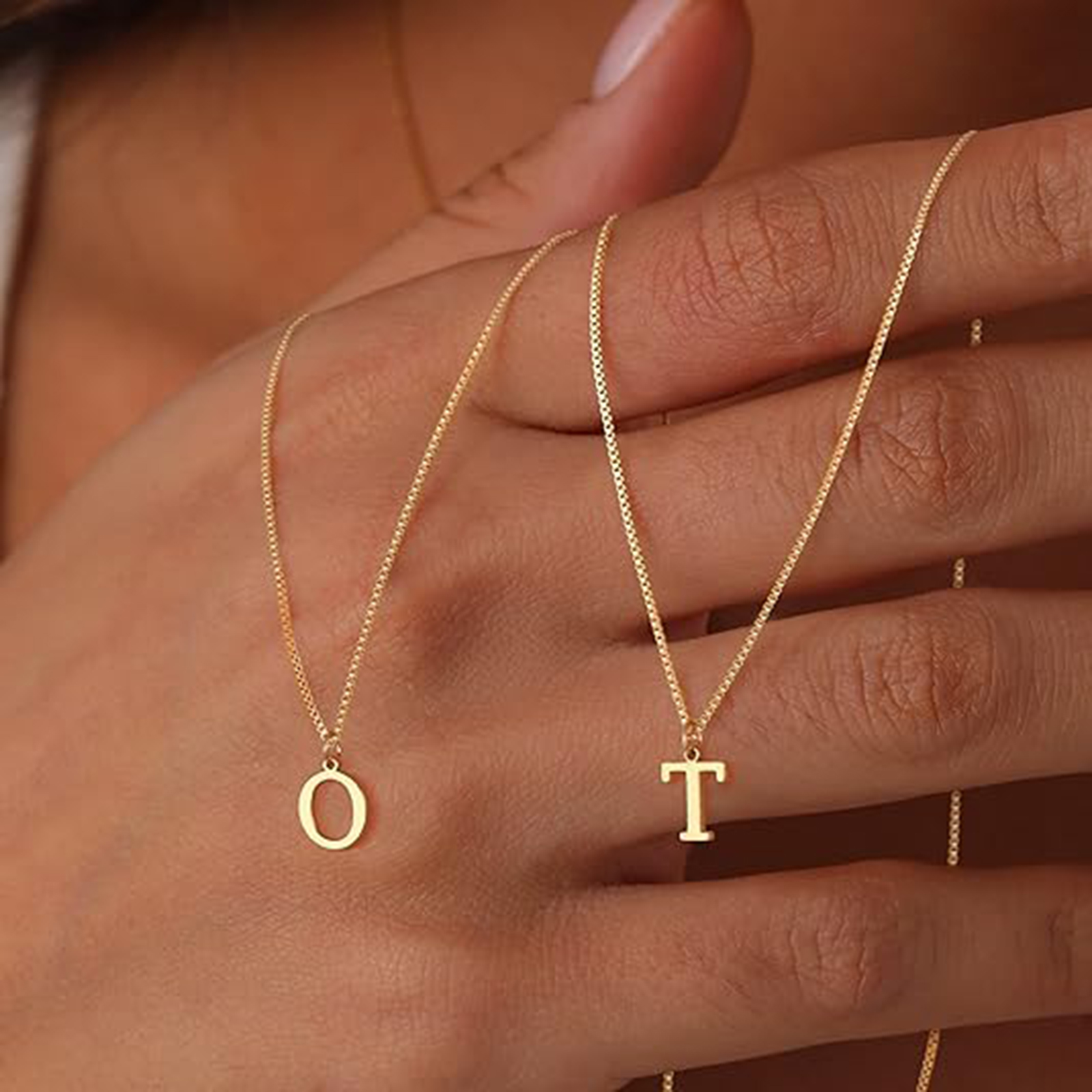 14K Gold Plated Letter Necklace -Permanent Jewelry  A-Z-Birthstone Jewelry
