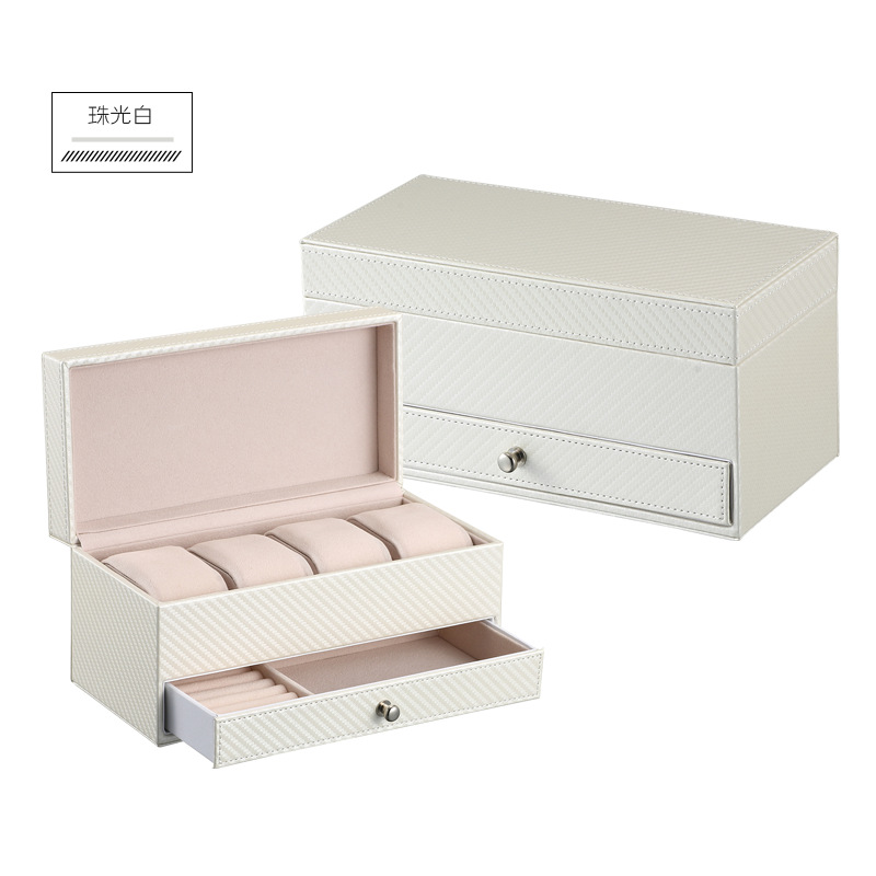 Men's Business Drawer Four-Seat Leather Watch Display Box-Birthstone Jewelry