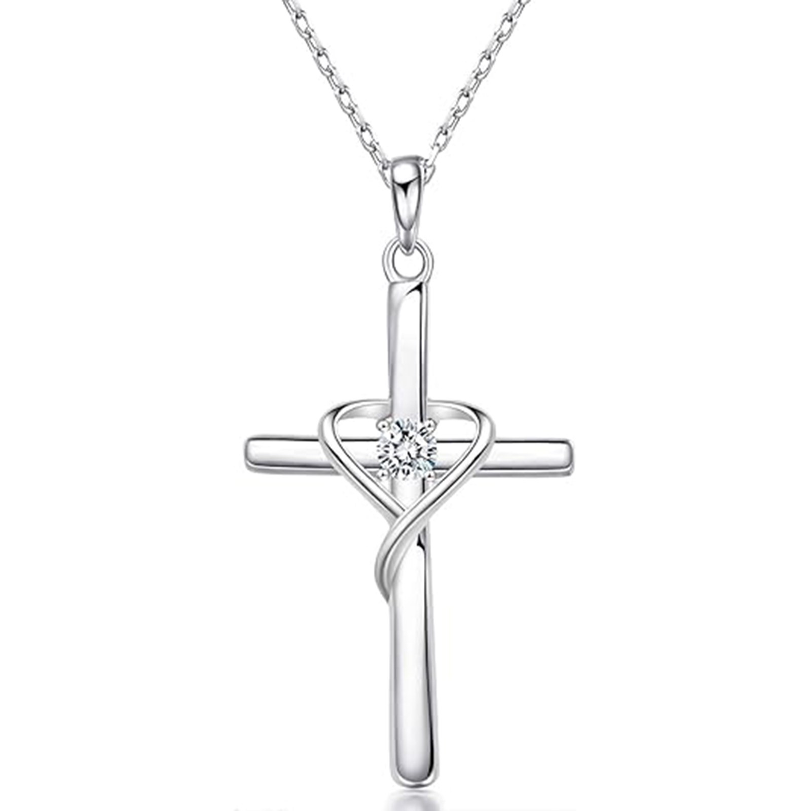 April Birthstone 925 Sterling Silver Cross Birthstone Necklaces-Aries Birthstone-Birthstone Jewelry