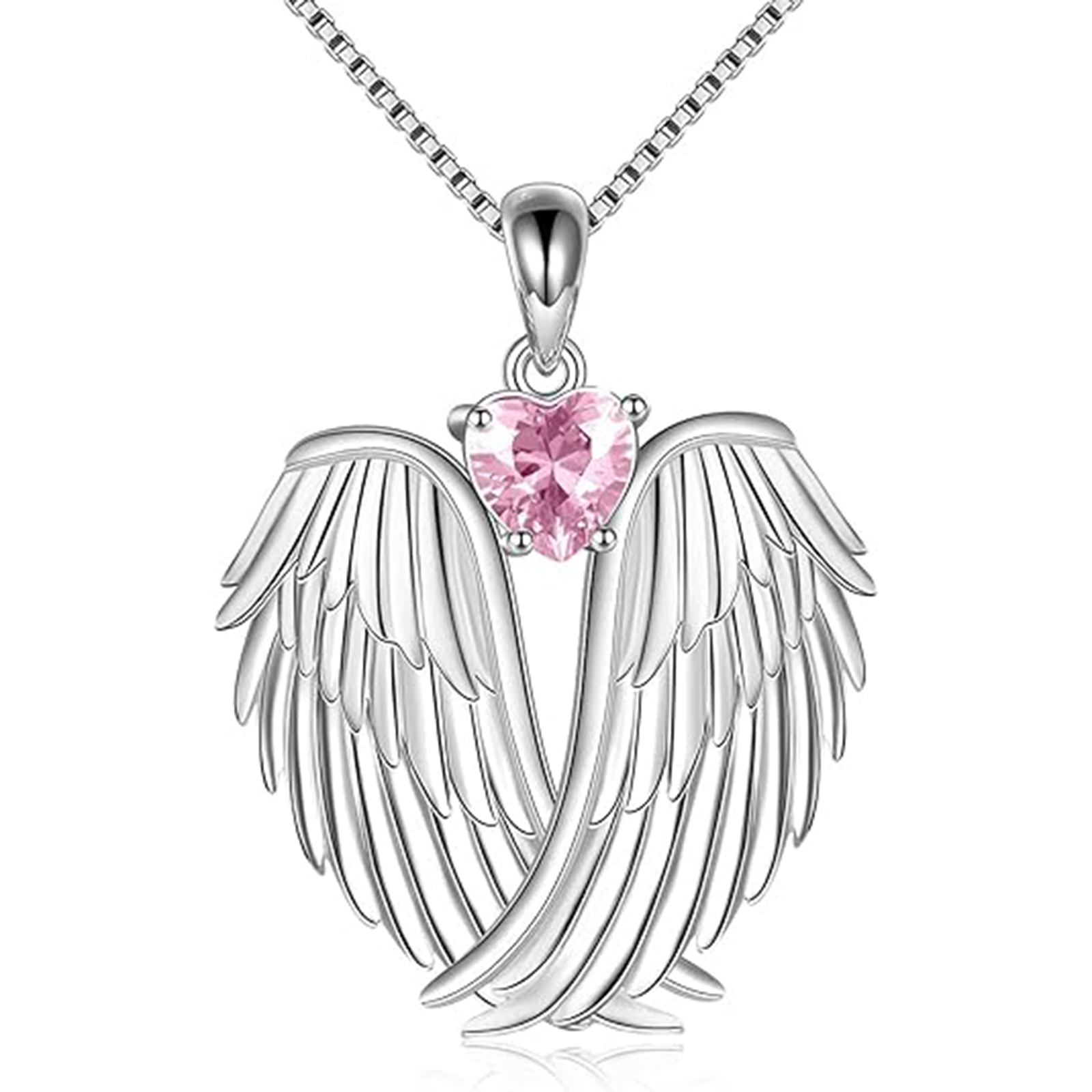 October Opal Angel Wings Necklace – Sterling Silver Jewelry Gift