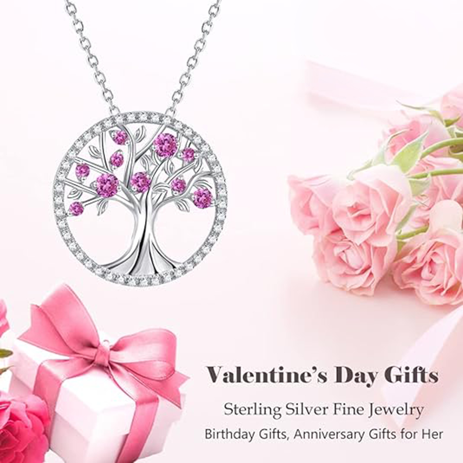 Tree of Life Necklace / 925 Sterling Silver October Birthstone