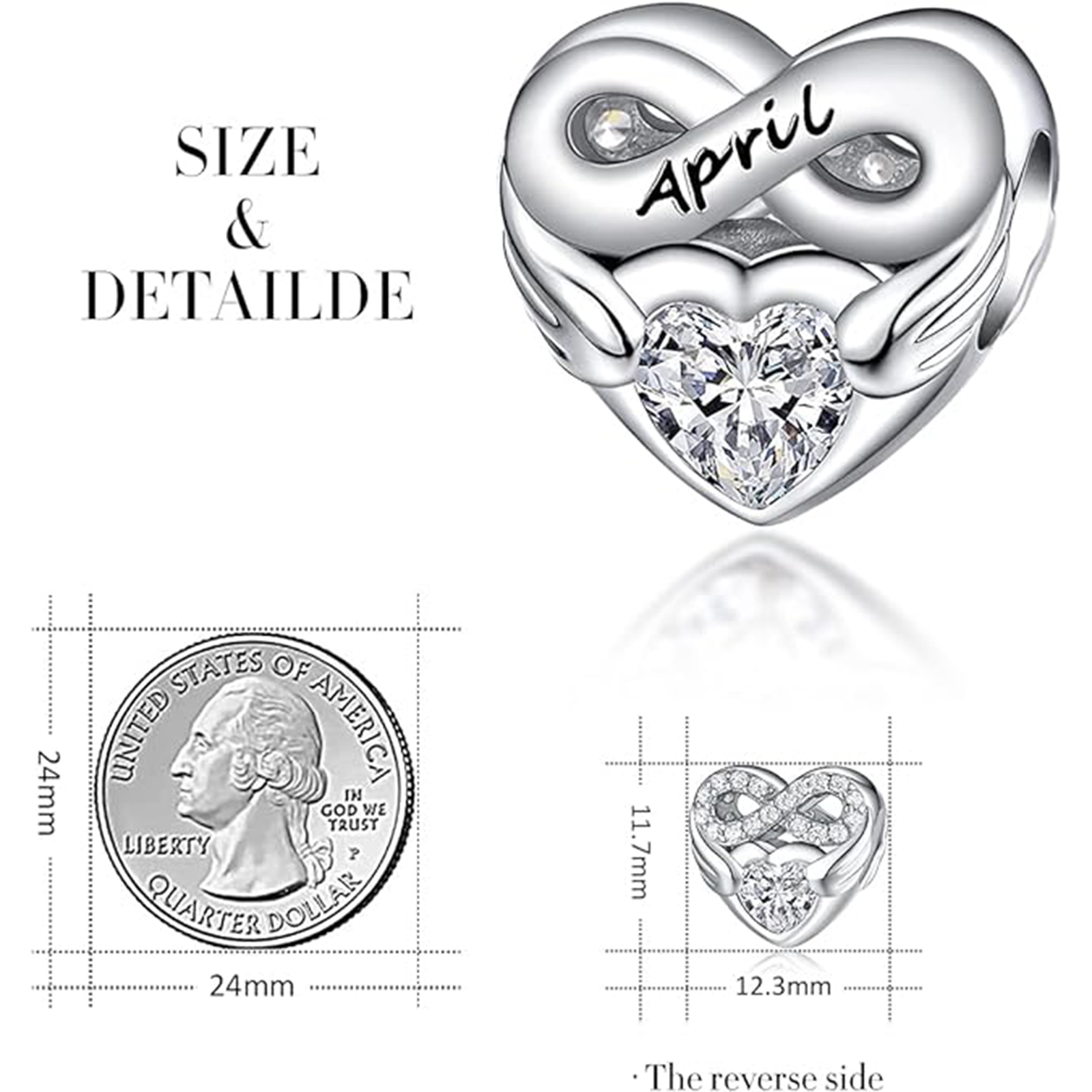 April Diamond Heart Bead Bracelet – Infinite Love Charm Gift