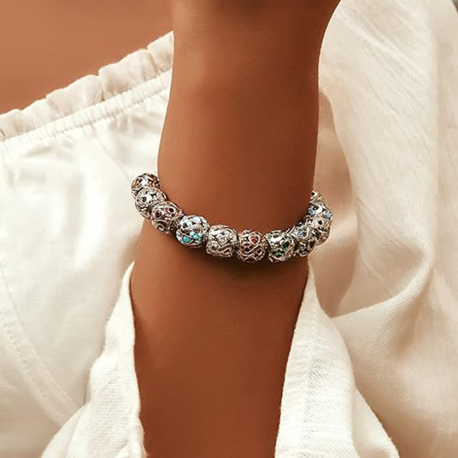 April Birthstone Birthstone Charm Jewelry Infinity Love Heart Charm Openwork Bead-Birthstone Jewelry