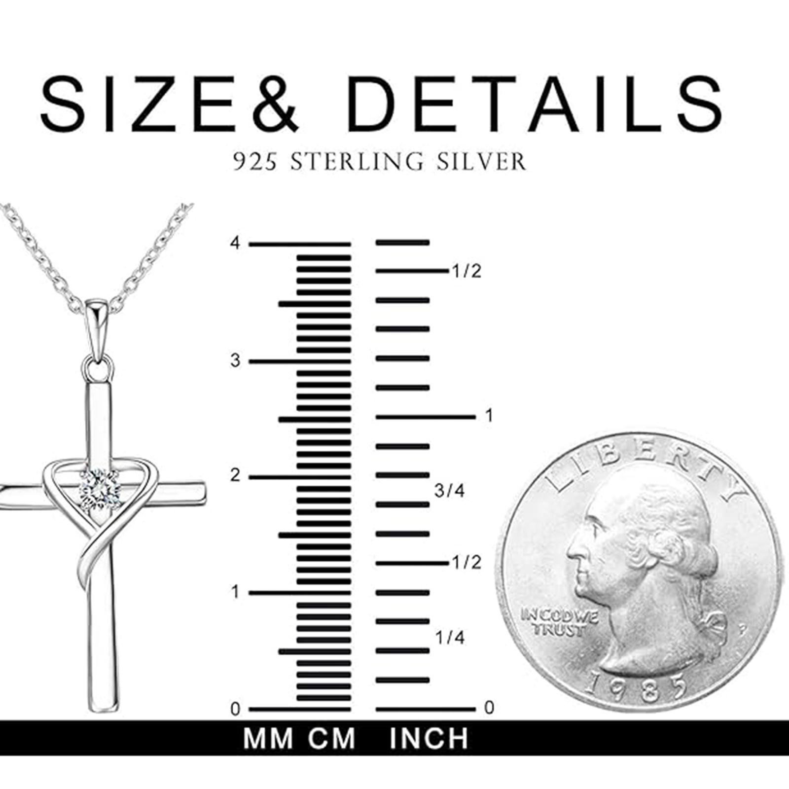 April Birthstone 925 Sterling Silver Cross Birthstone Necklaces-Aries Birthstone-Birthstone Jewelry