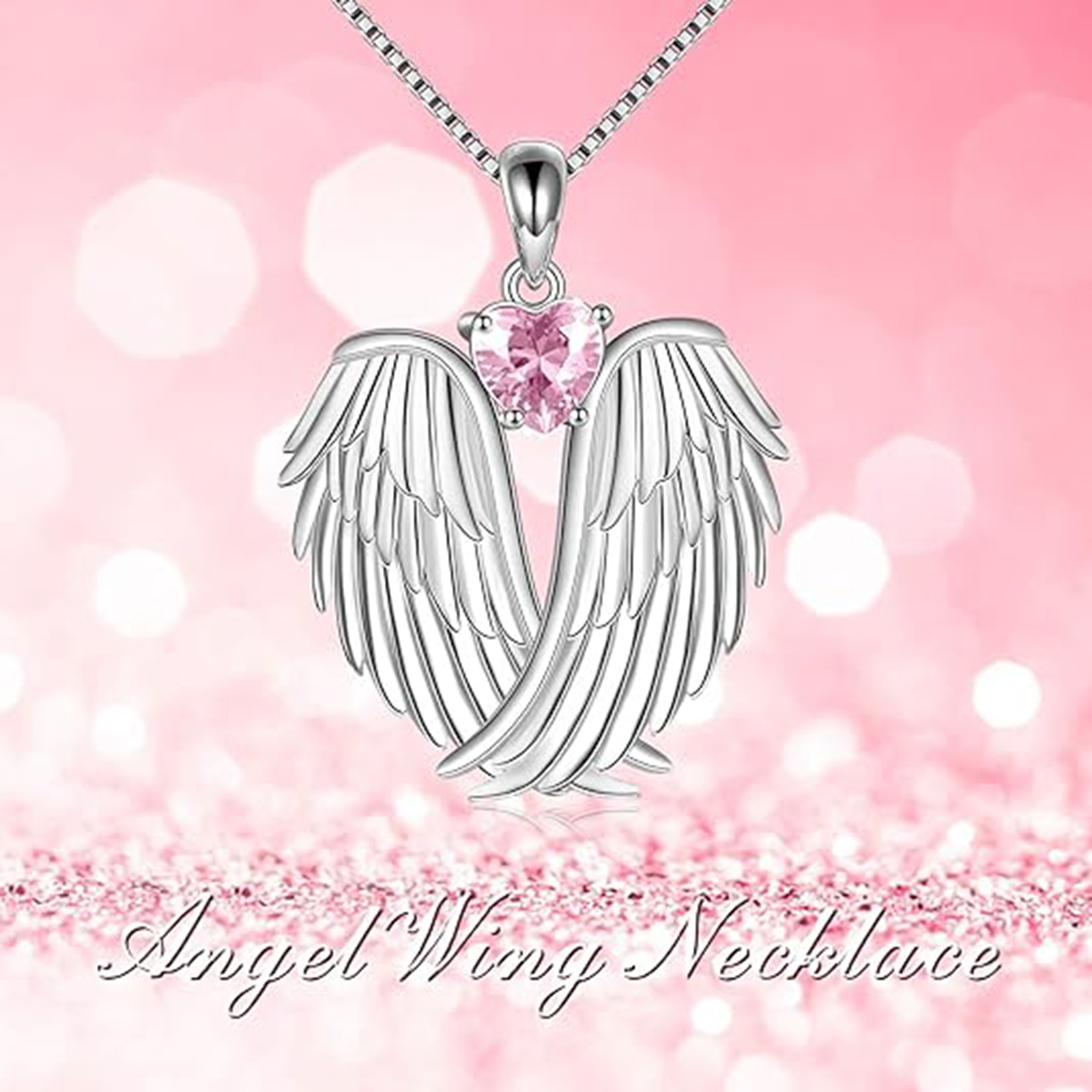 October Opal Angel Wings Necklace – Sterling Silver Jewelry Gift
