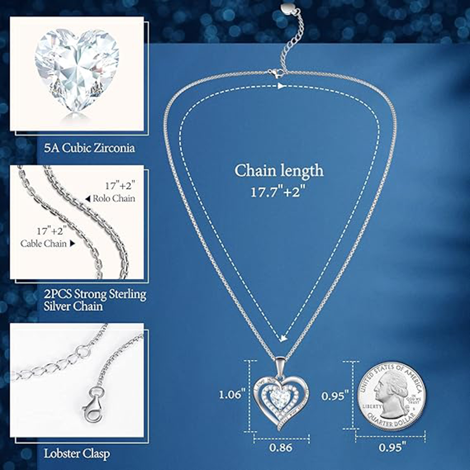 April Birthstone 925 Sterling Silver Birthstone Necklace