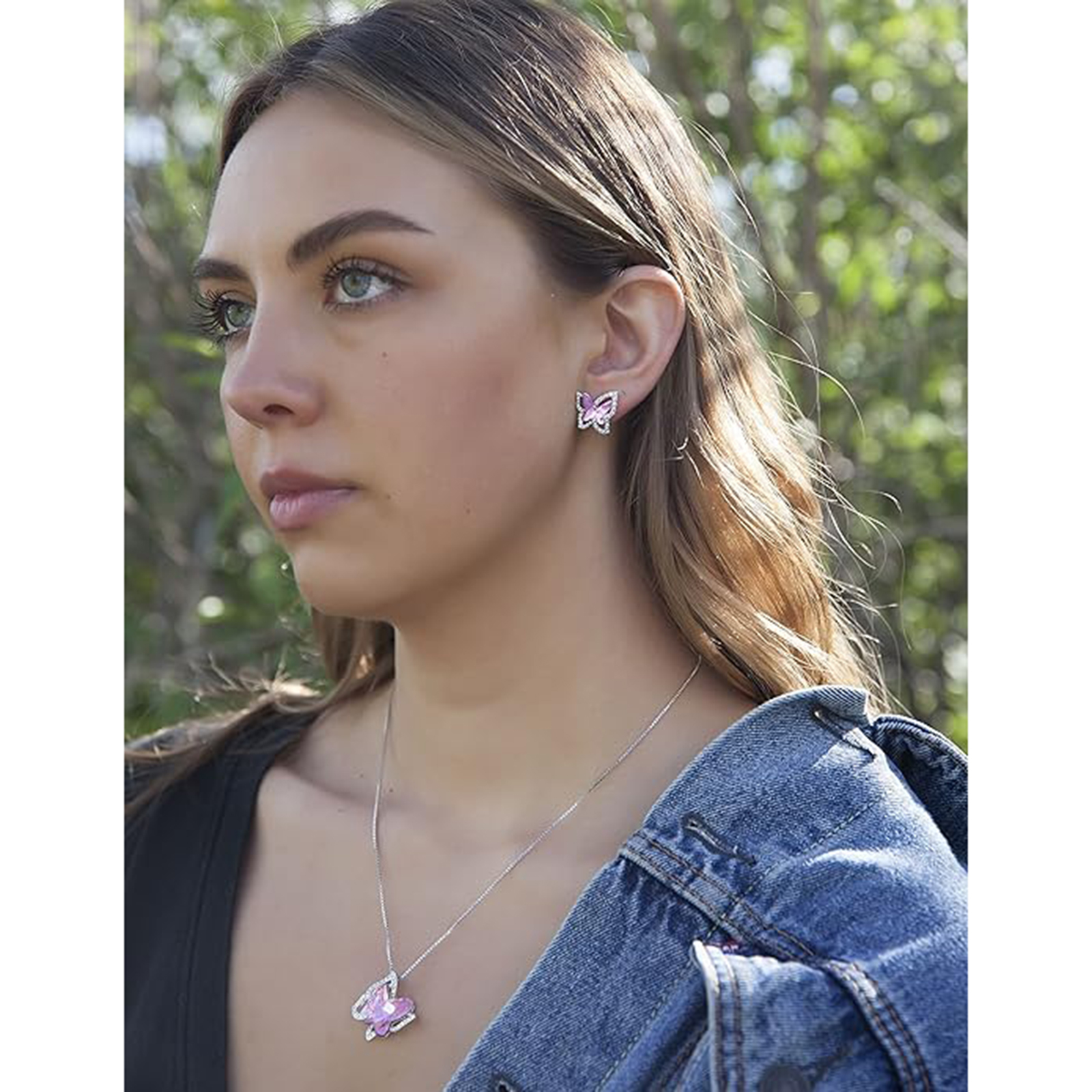 October Birthstone Butterfly Birthstone Crystal Necklace-aquarius birthstone-Birthstone Jewelry