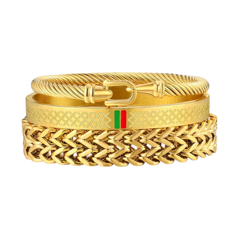 Men's Gold Plated Stacking Bracelet