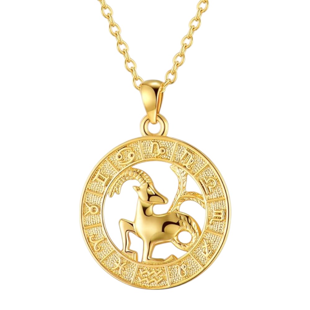 Gold Coin 12 Zodiac Signs Pendant Necklace