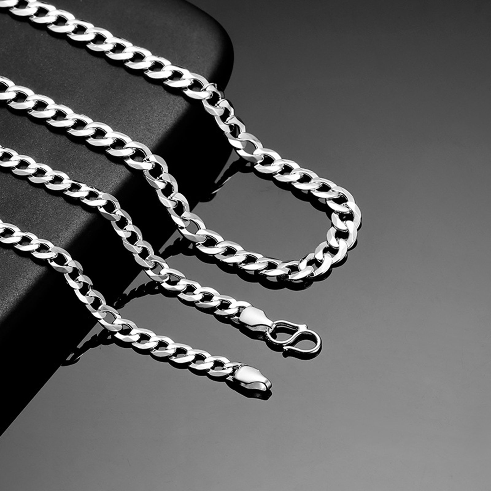 925 Sterling Silver Diamond-Cut Cuban Link Curb Chain Bracelet for Men-Birthstone Jewelry