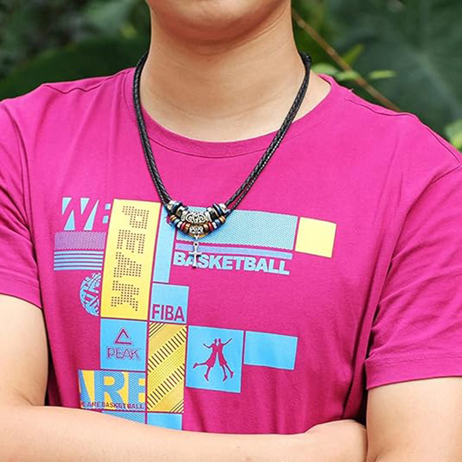 Tribal Necklace with  Cross Charm and Teeth Pendant