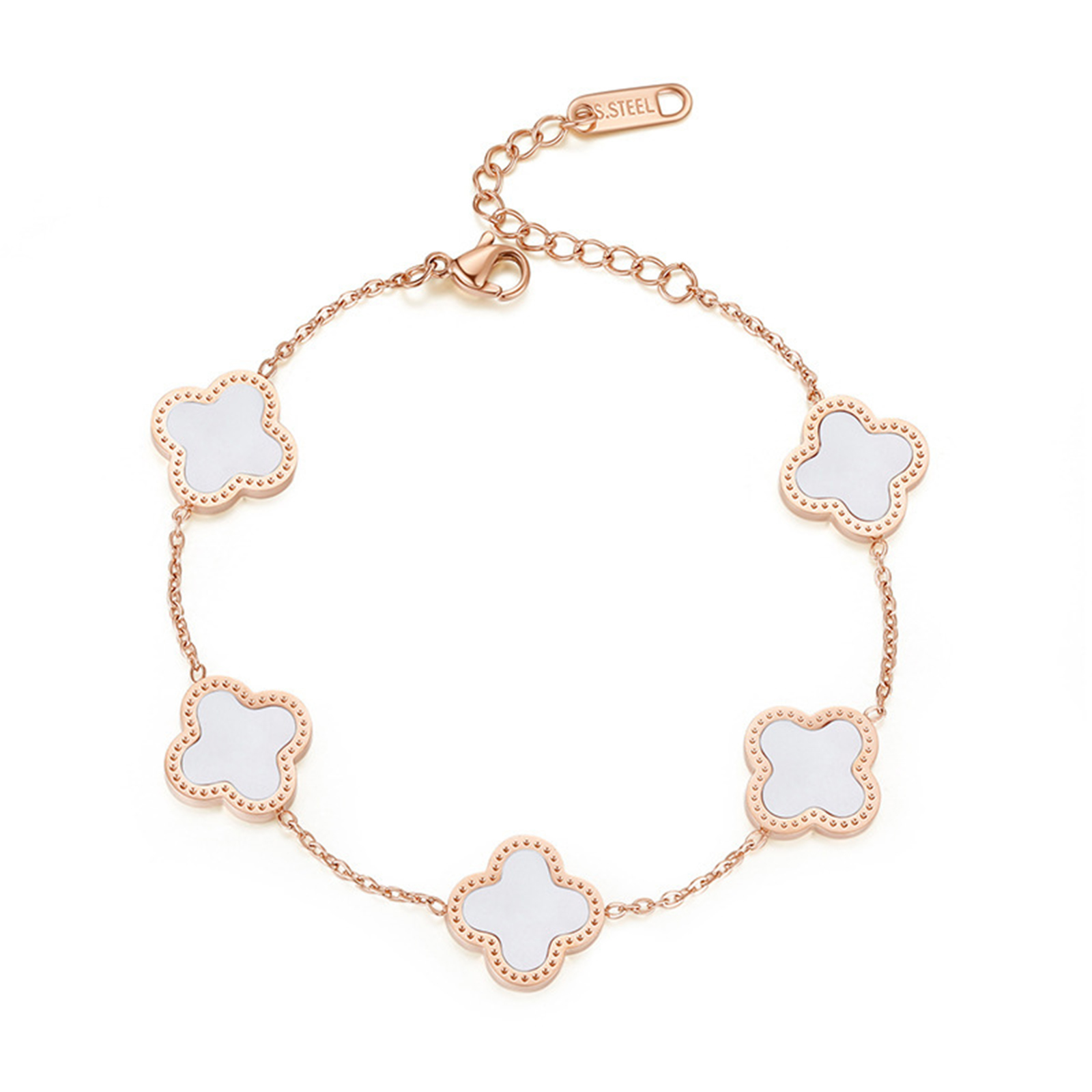 Four-Leaf Clover Five-Flower Bracelet 18k Rose Gold Bracelet