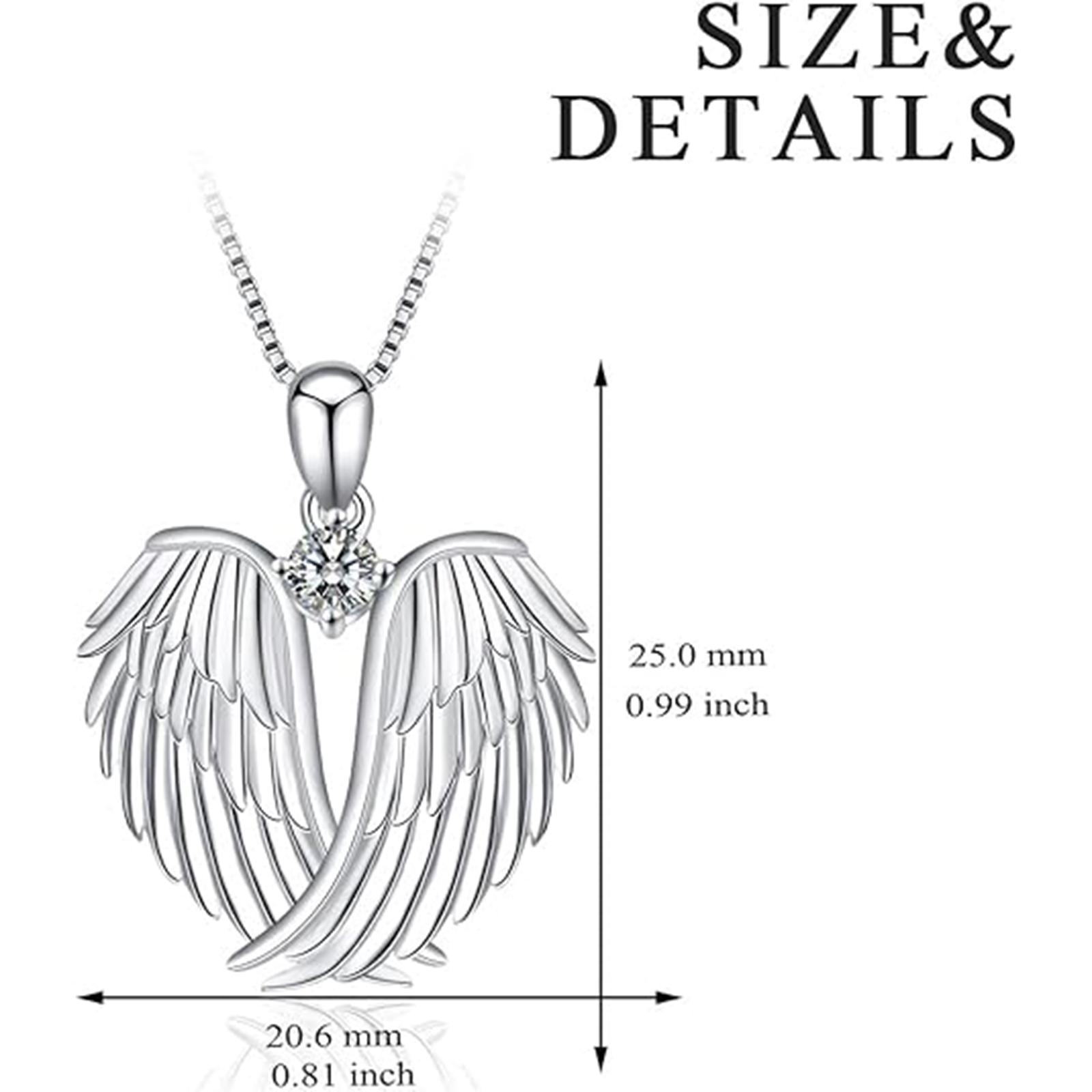 April Diamond Angel Wings Necklace – Sterling Silver Jewelry Gift