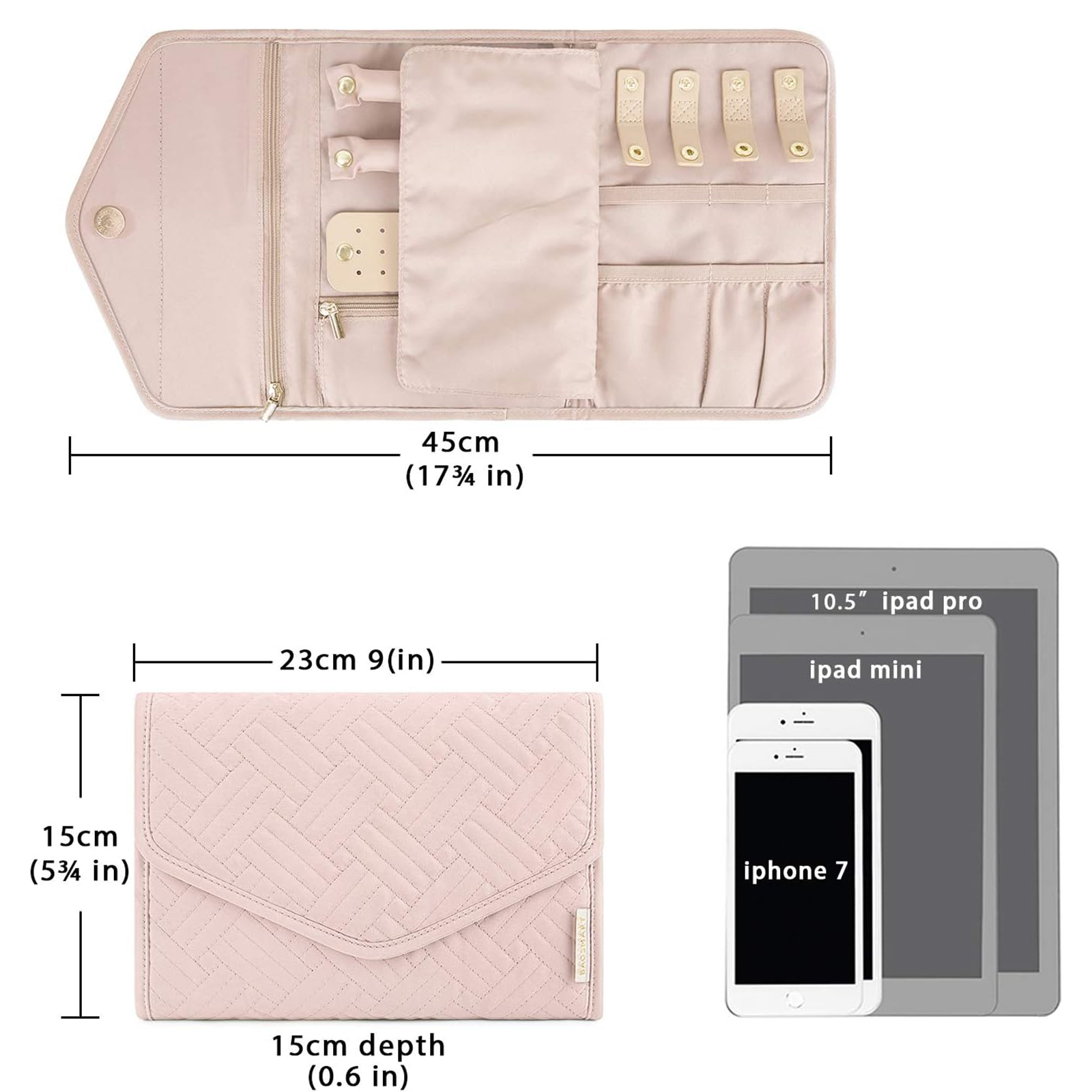 Travel Jewelry Organizer Case Foldable Jewelry Roll-Birthstone Jewelry