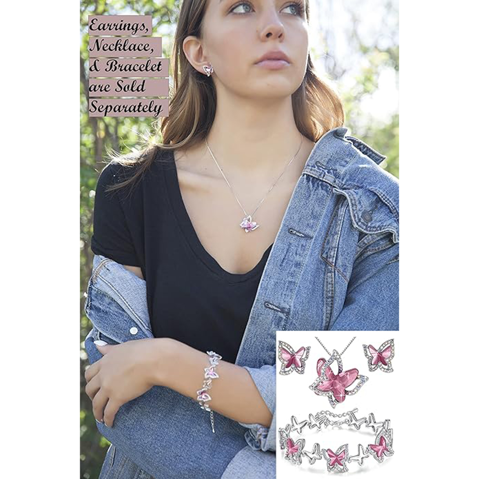 October Birthstone Butterfly Birthstone Crystal Necklace-aquarius birthstone-Birthstone Jewelry