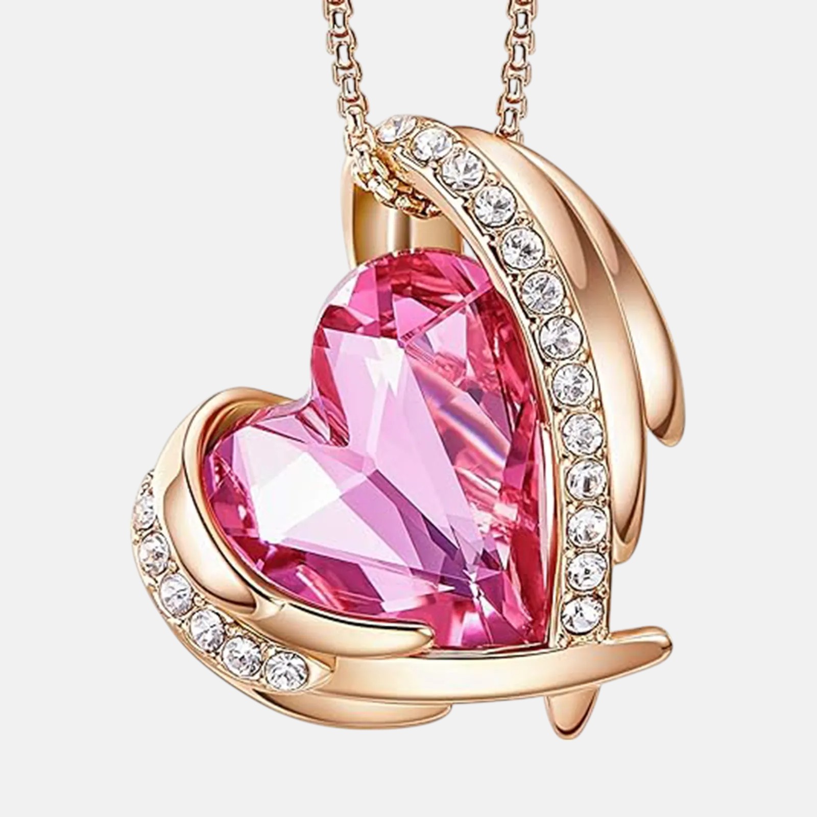 October Birthstone Heart Pendant Necklaces Rose Crystals Birthstone