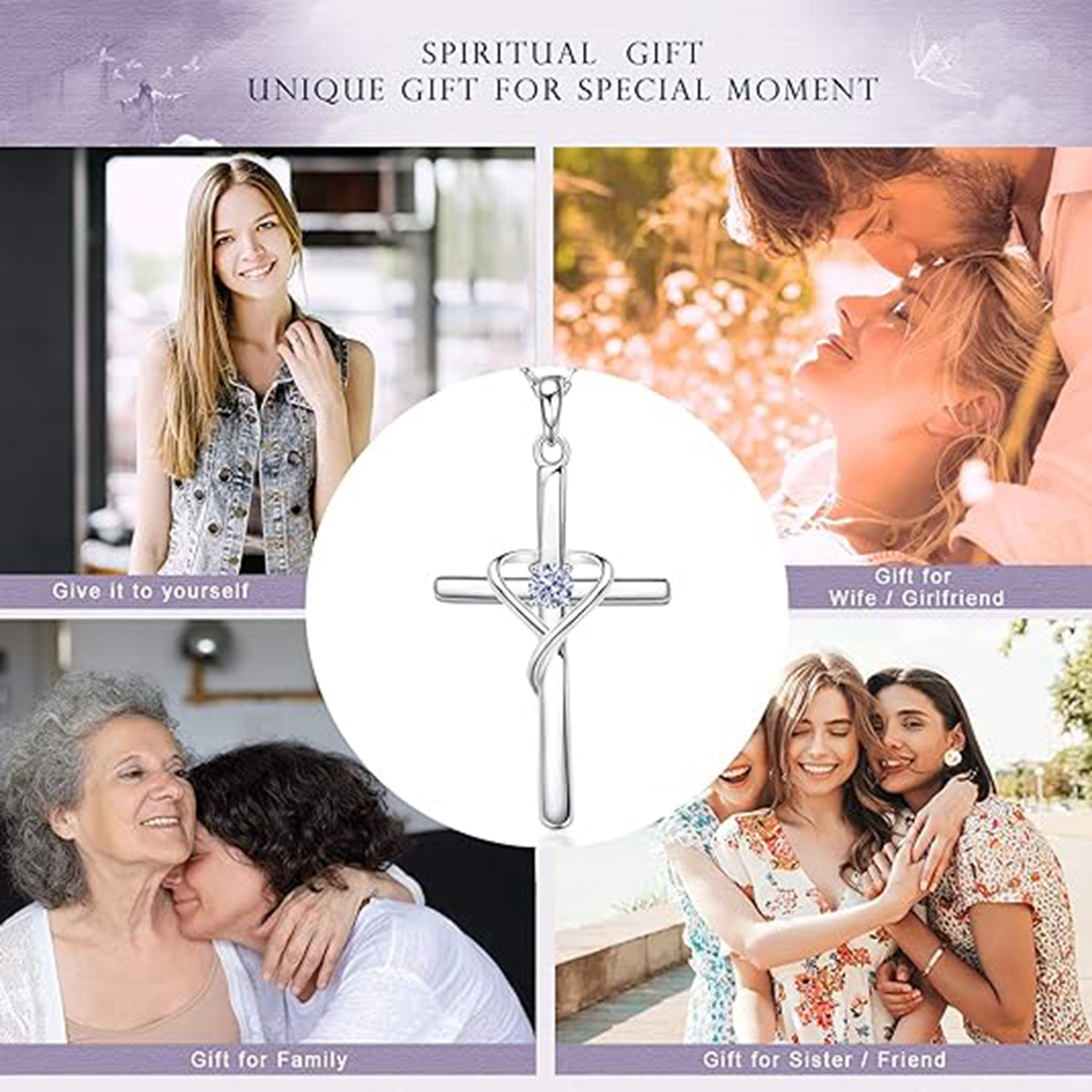 June Birthstone 925 Sterling Silver Cross Birthstone Necklaces-cancer birthstone-Birthstone Jewelry