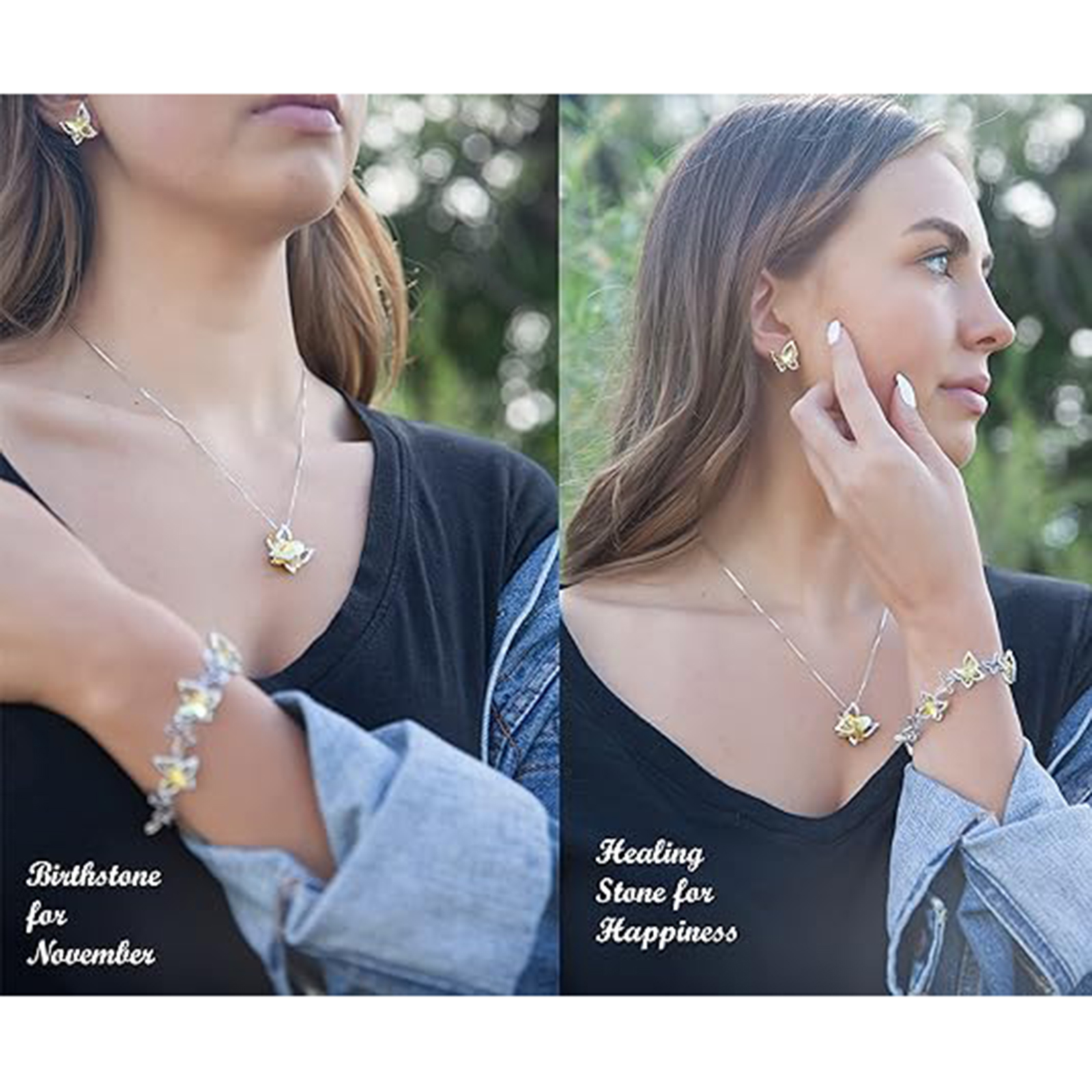 November Birthstone Butterfly Birthstone Crystal Necklace-Scorpio Birthstone-Birthstone Jewelry