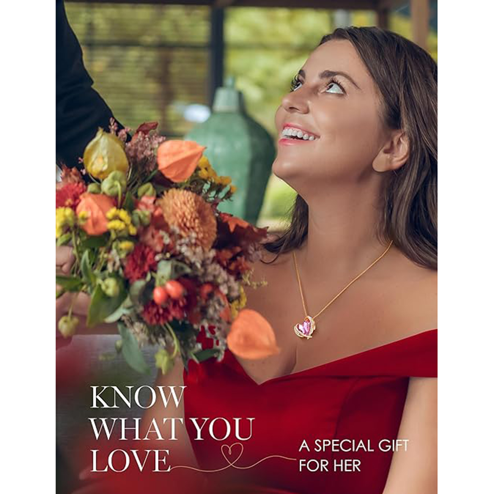 October Birthstone Heart Pendant Necklaces Rose Crystals Birthstone-Birthstone Jewelry