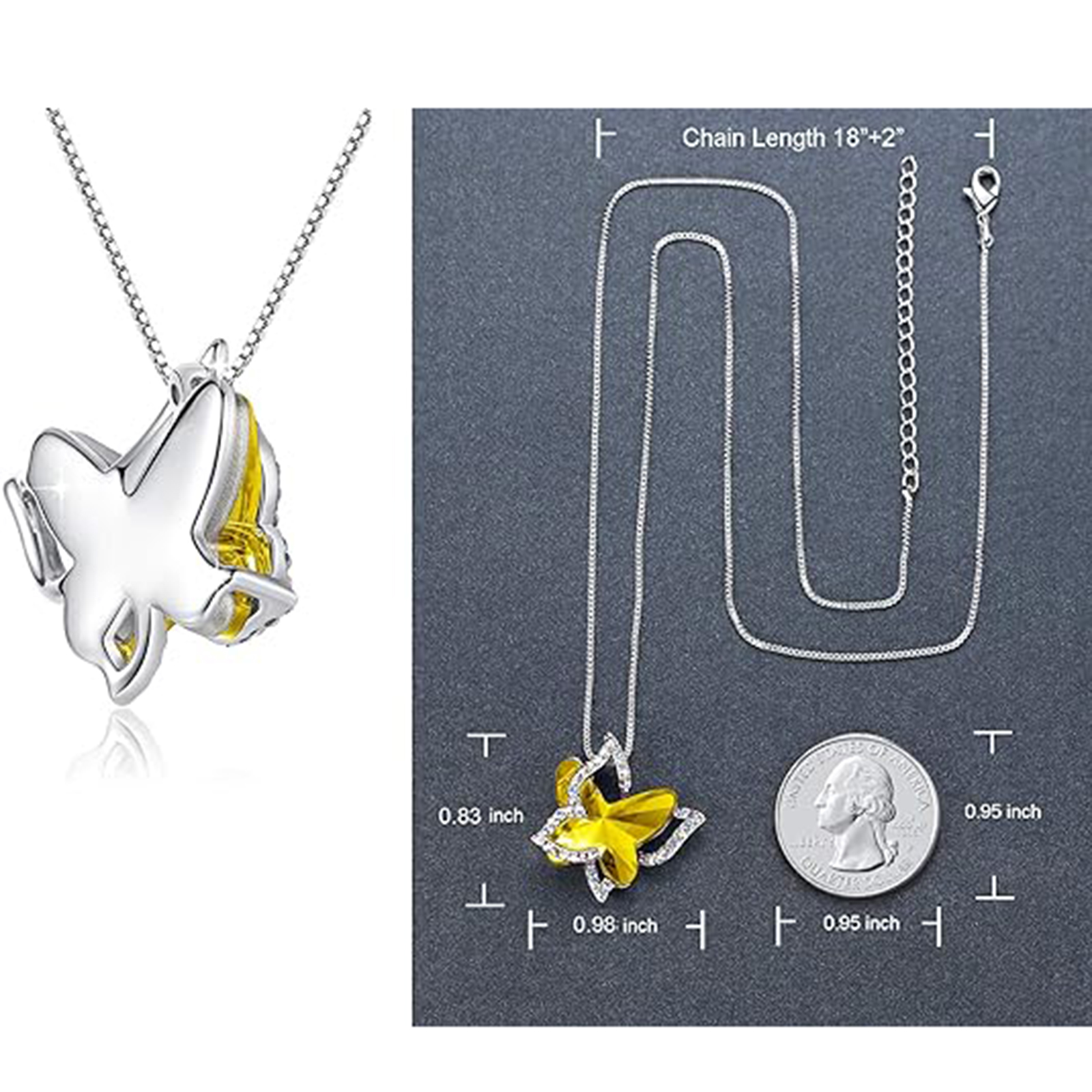 November Birthstone Butterfly Birthstone Crystal Necklace-Scorpio Birthstone-Birthstone Jewelry